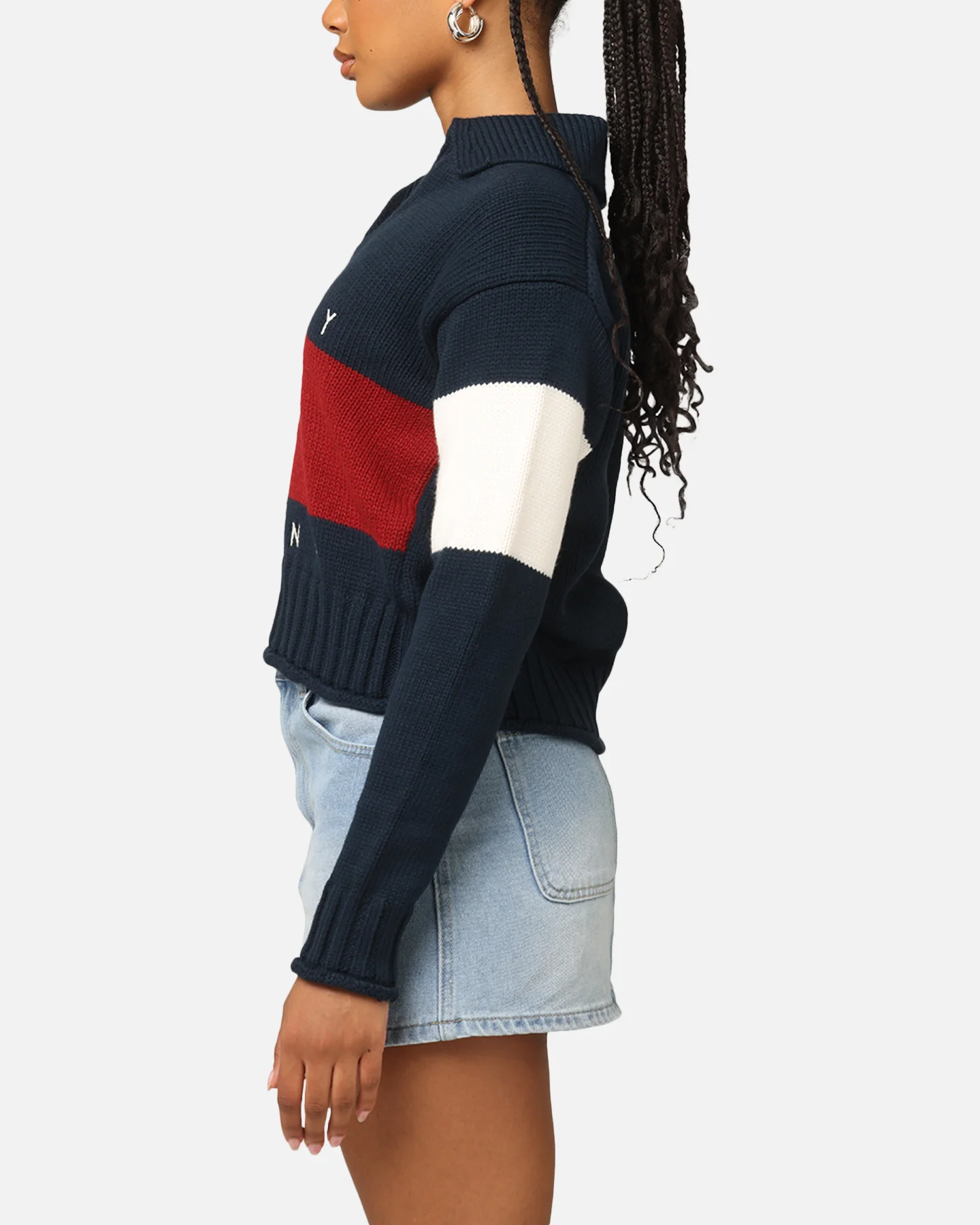 Tommy Jeans Women's TJW Flag Ruby Sweater Dark Night Navy - Image 5
