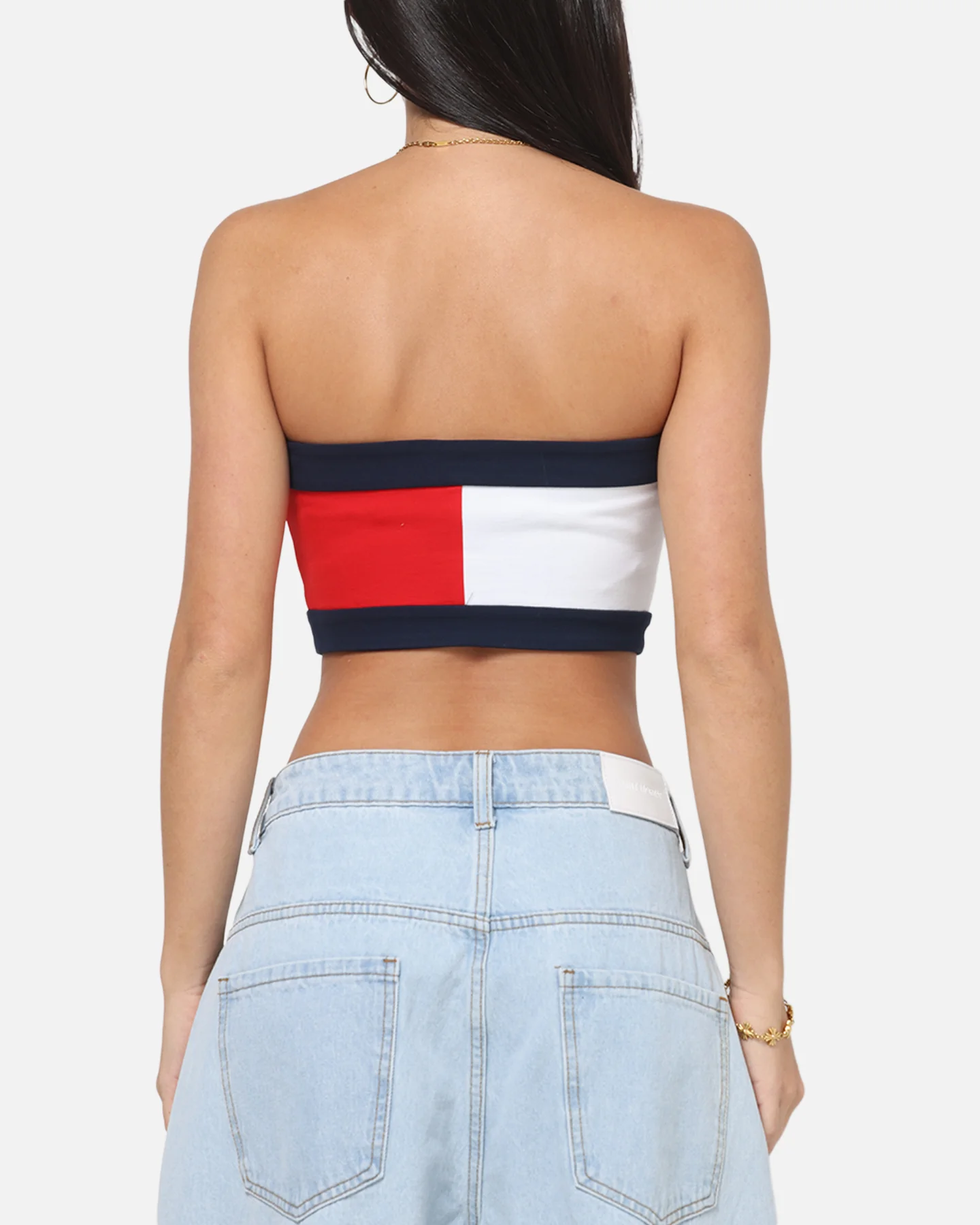 Tommy Jeans Women's TJW RWB Badge Tube Top White/Multi - Image 3