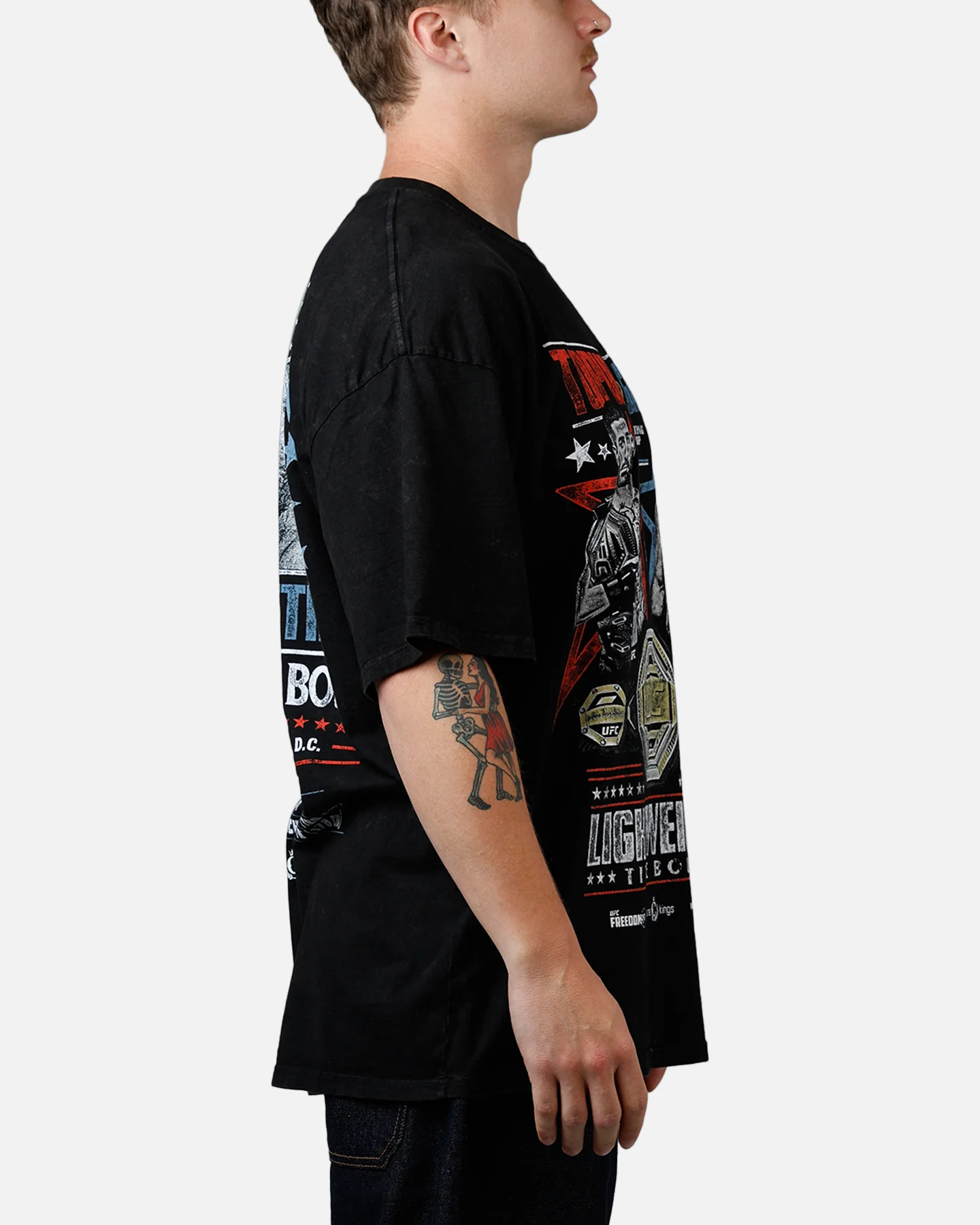 UFC By Culture Kings UFC 250 Topuria Vs Gaethje T-Shirt Black Acidwash - Image 4