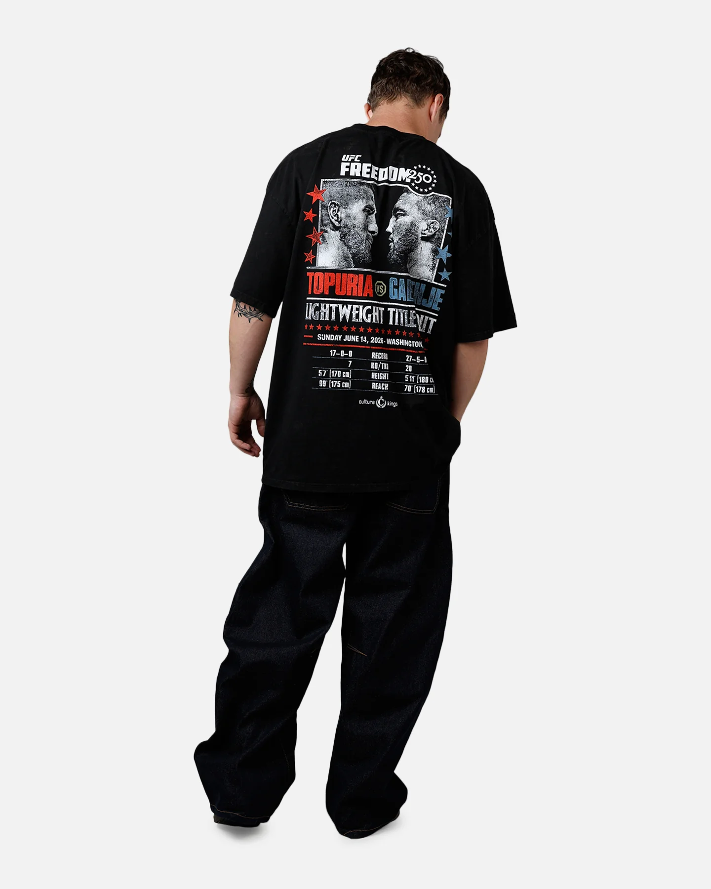 UFC By Culture Kings UFC 250 Topuria Vs Gaethje T-Shirt Black Acidwash - Image 6