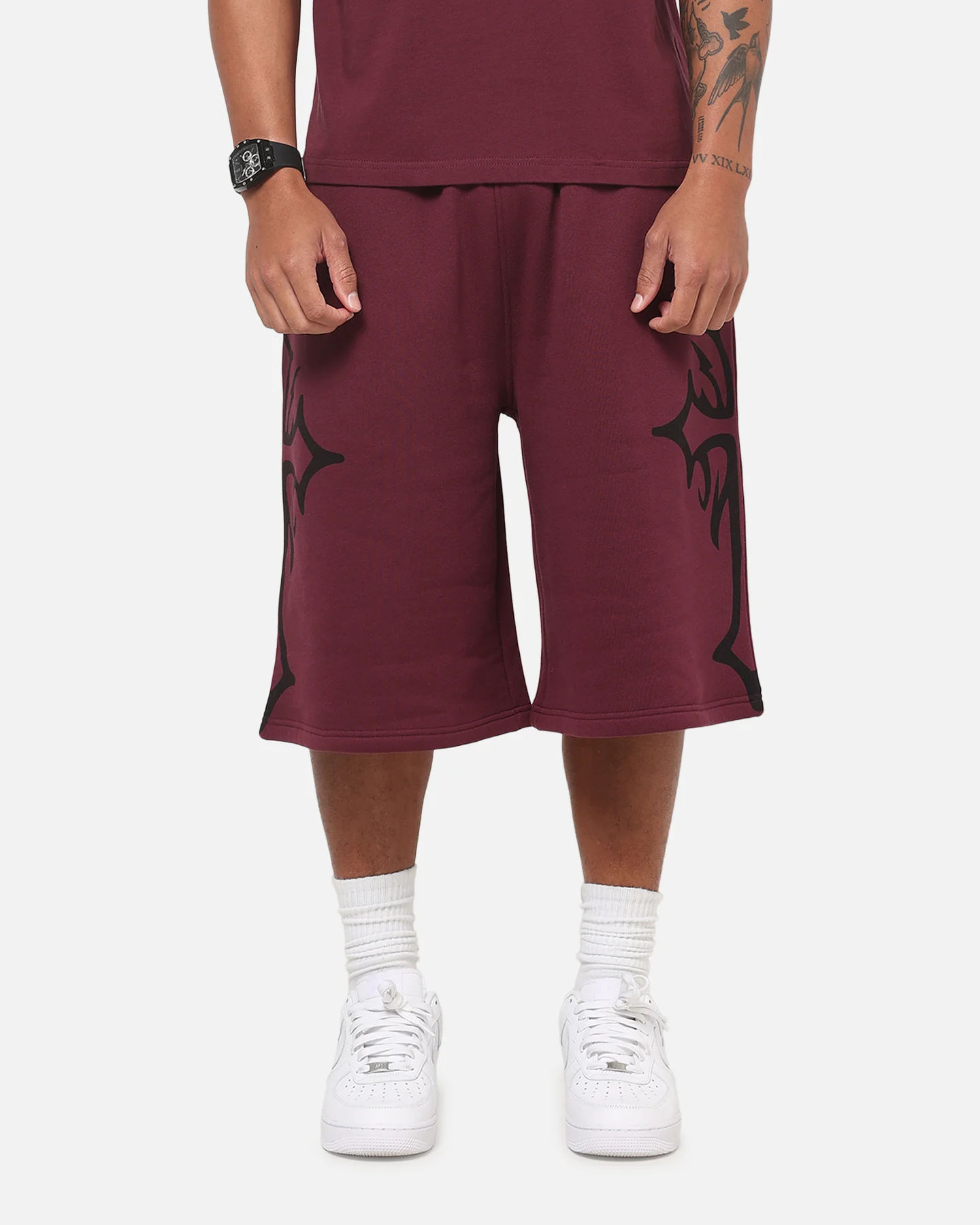 Ed Hardy Trinity Baggy Sweat Shorts Plum - Image 6