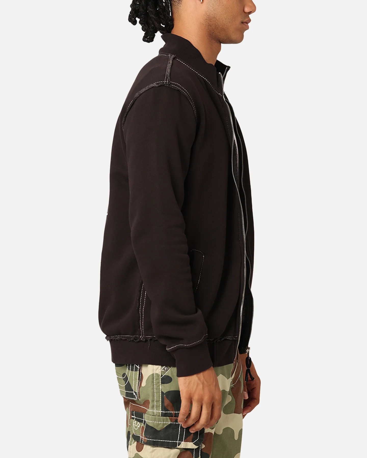 True Religion Big T Mock Neck Zip Through Jacket Jet Black - Image 5