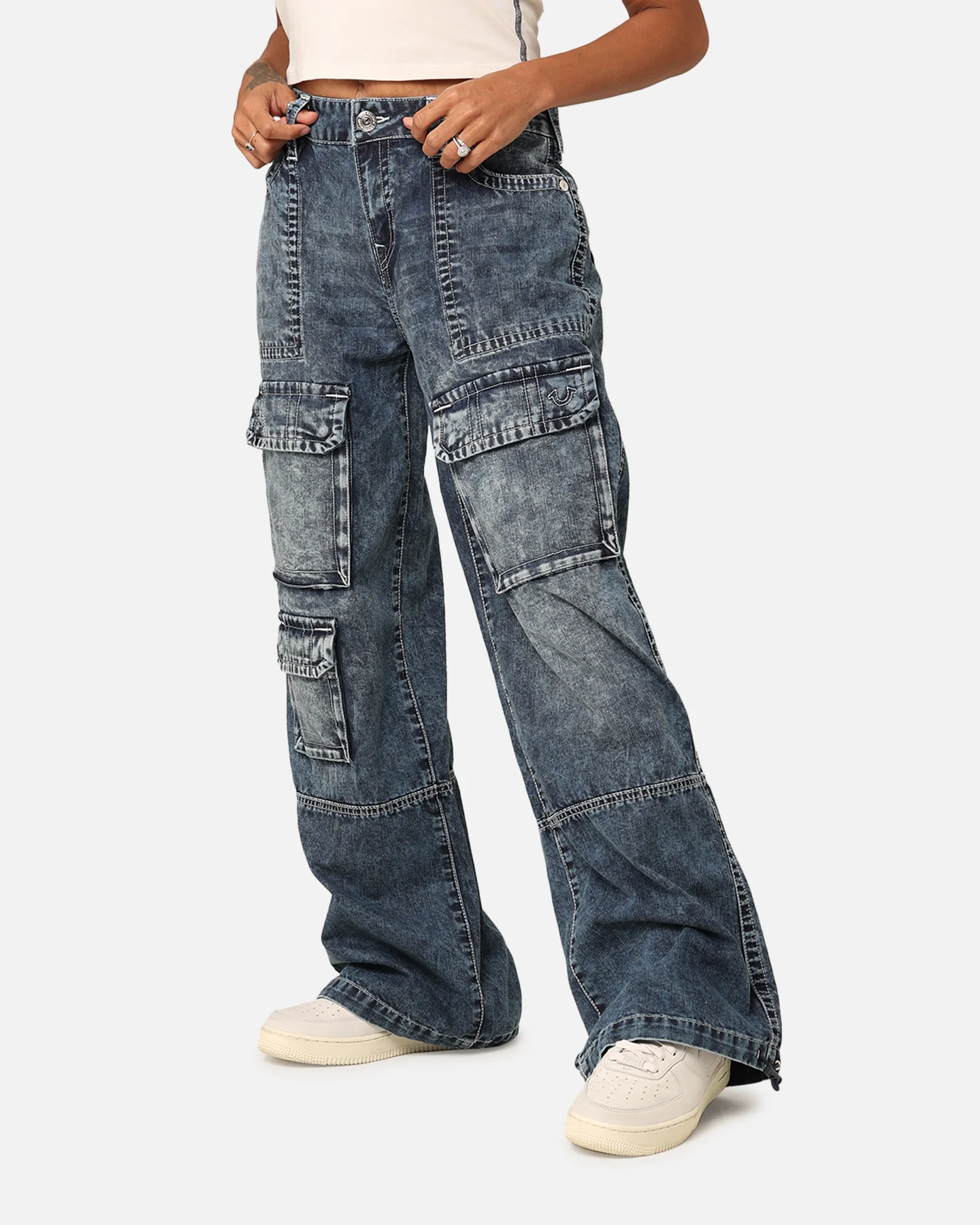 True Religion Women's Jessie Baggy Cargo Big T Jeans Sensation - Image 6