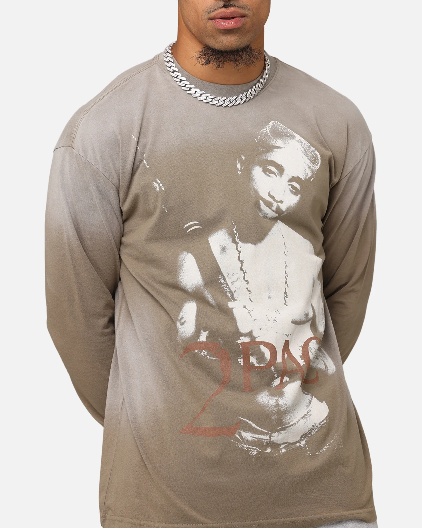 Tupac 2Pac Hem Vintage Long Sleeve T-Shirt Brown - Image 6