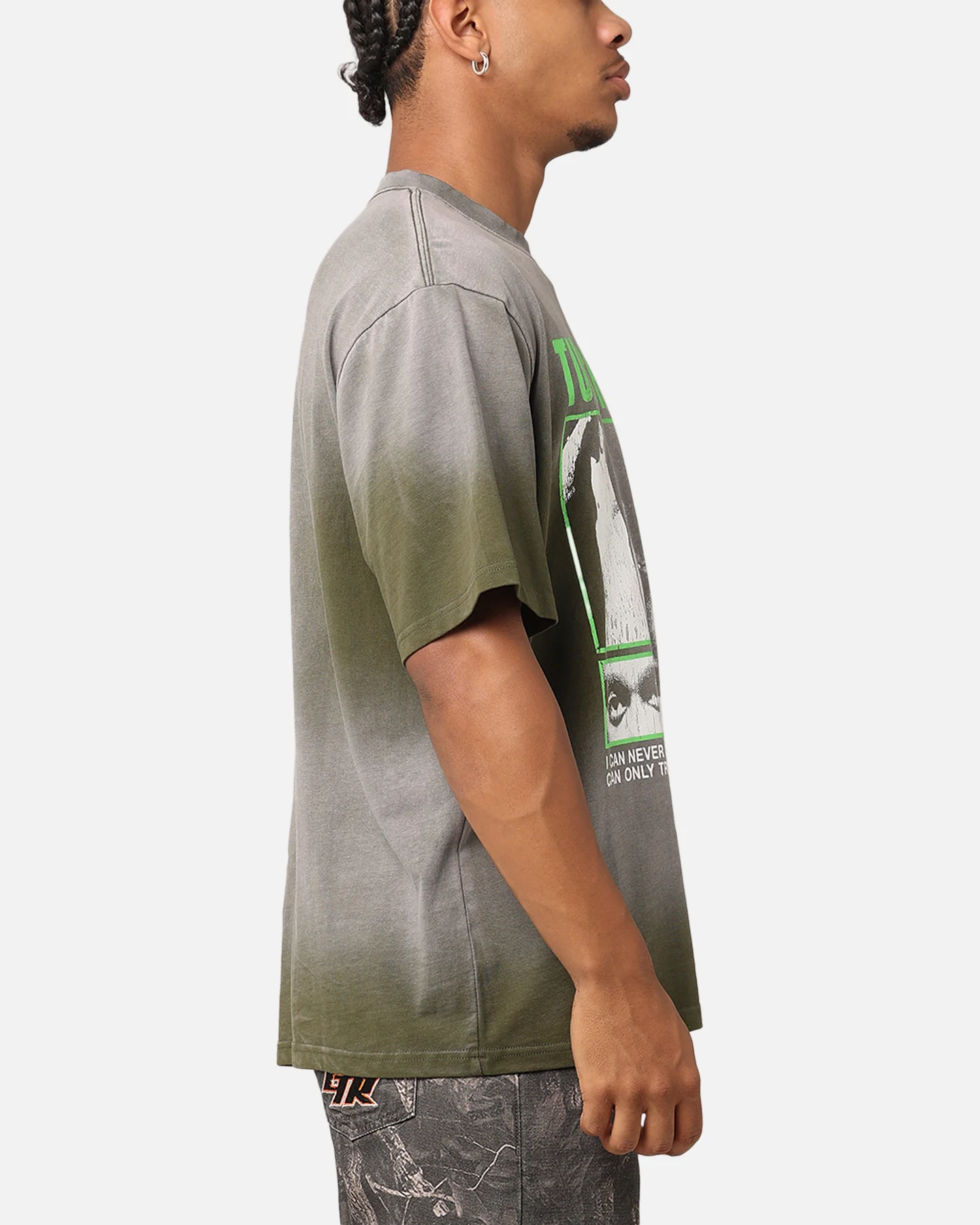 Tupac Never Change Sunfade T-Shirt Vintage Olive - Image 4