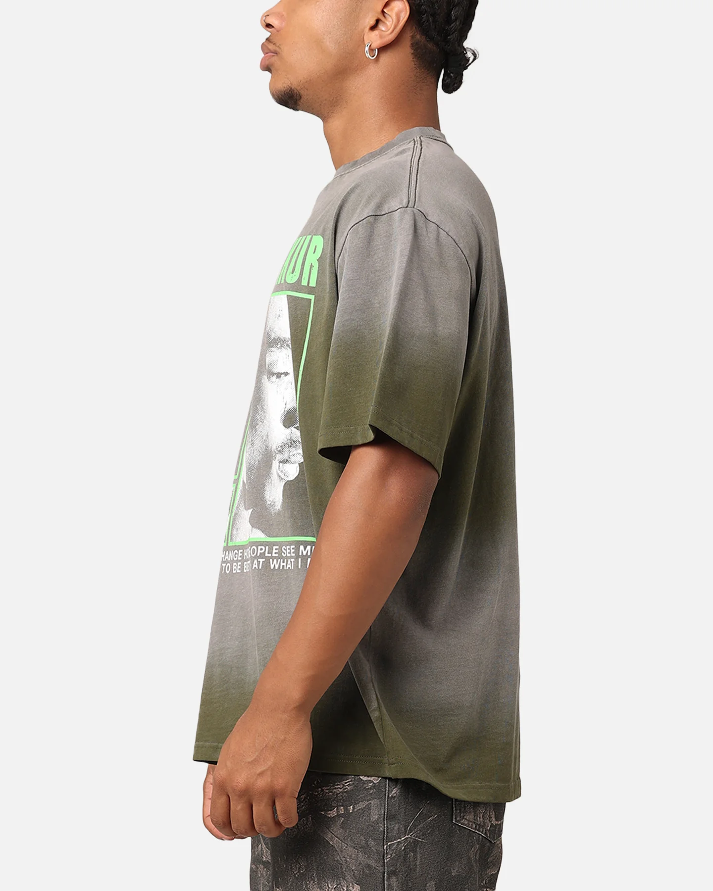 Tupac Never Change Sunfade T-Shirt Vintage Olive - Image 5