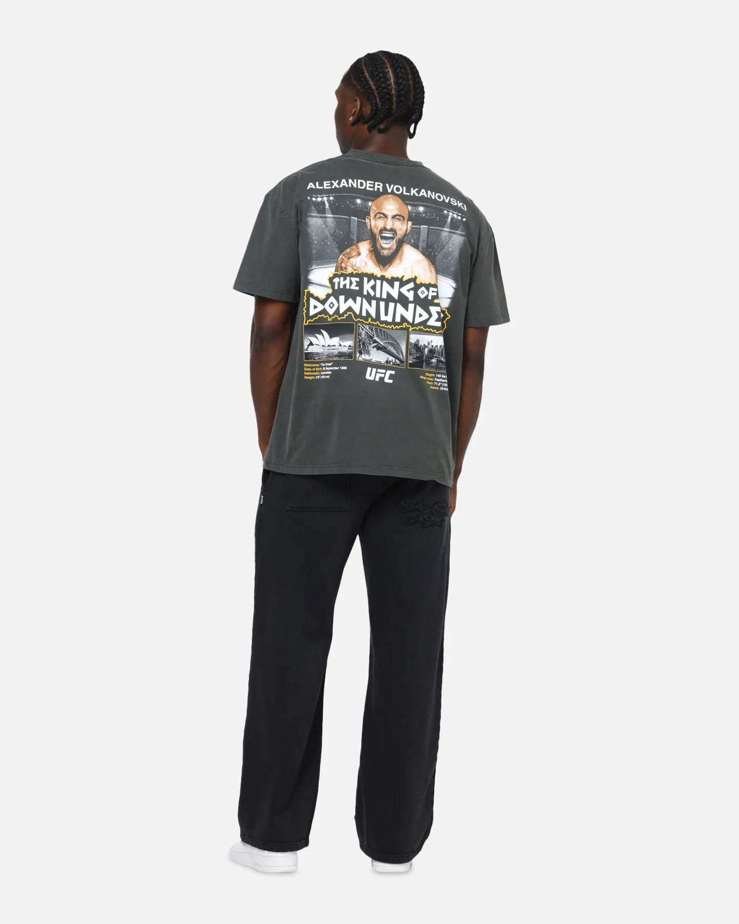 UFC By Culture Kings Alexander Volkanovski Sydney King Down Under Heavy T-Shirt Black Wash - Image 4