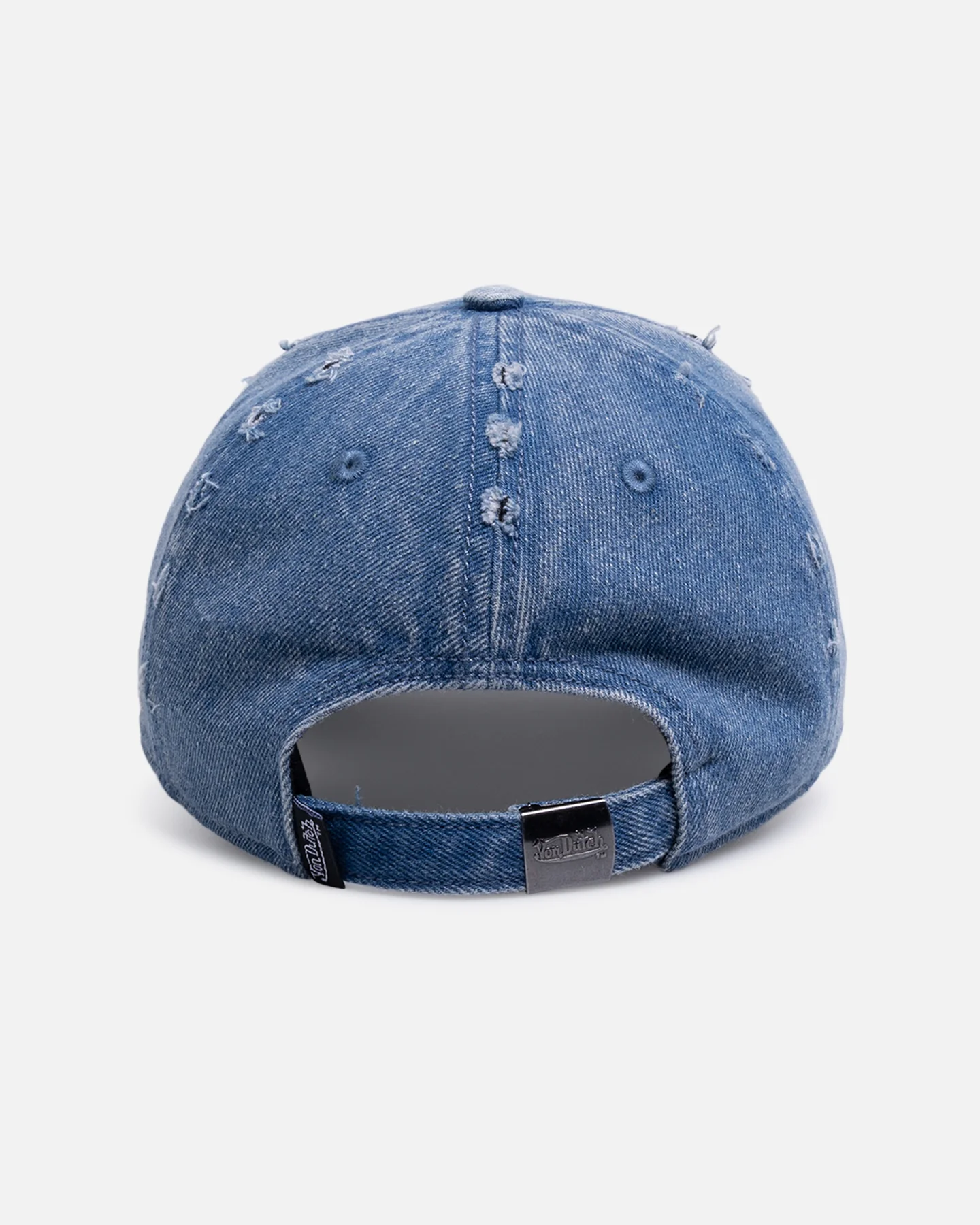 Von Dutch Cross Distressed Strapback Cap Washed Blue - Image 2