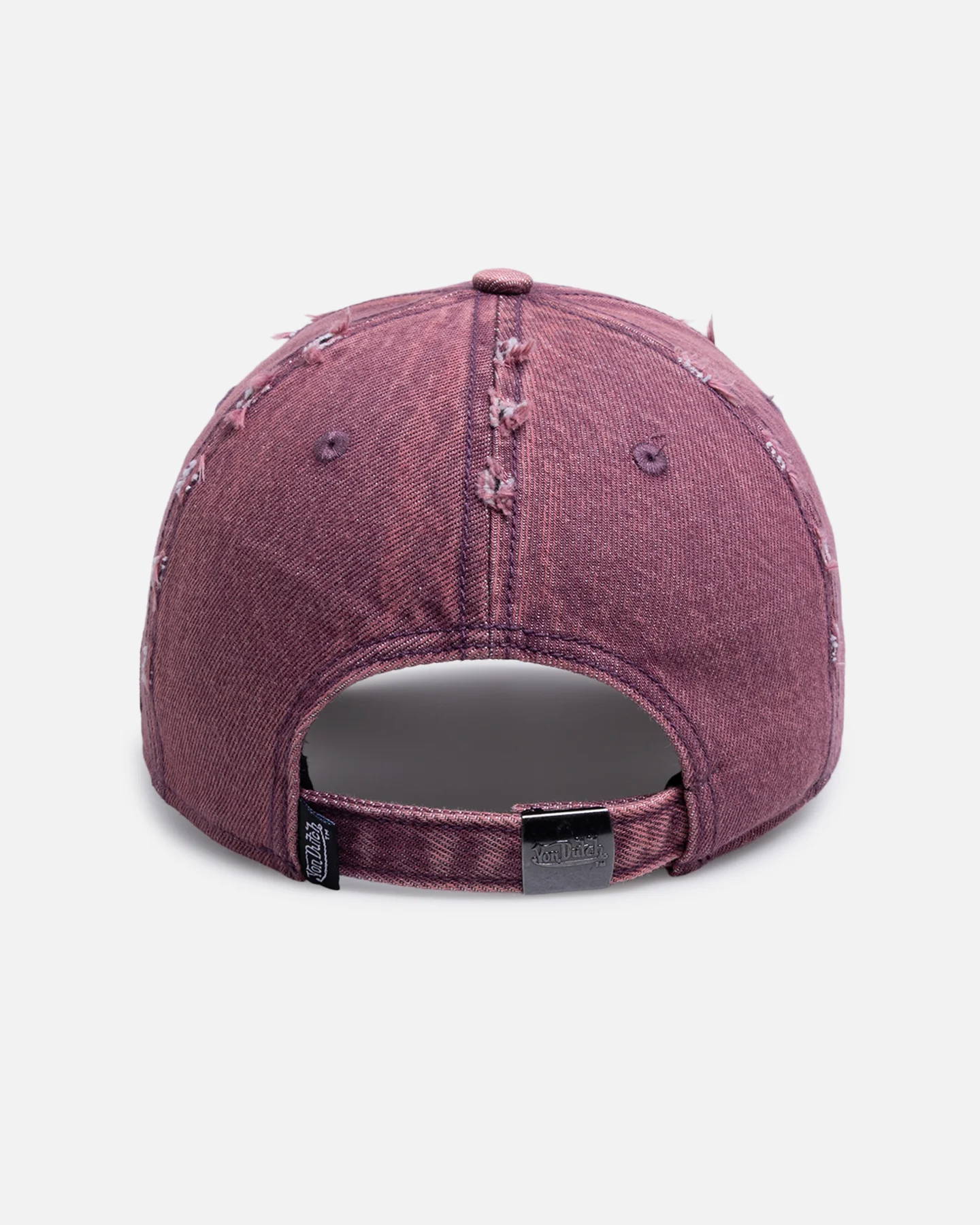 Von Dutch Cross Distressed Strapback Cap Burgundy - Image 2