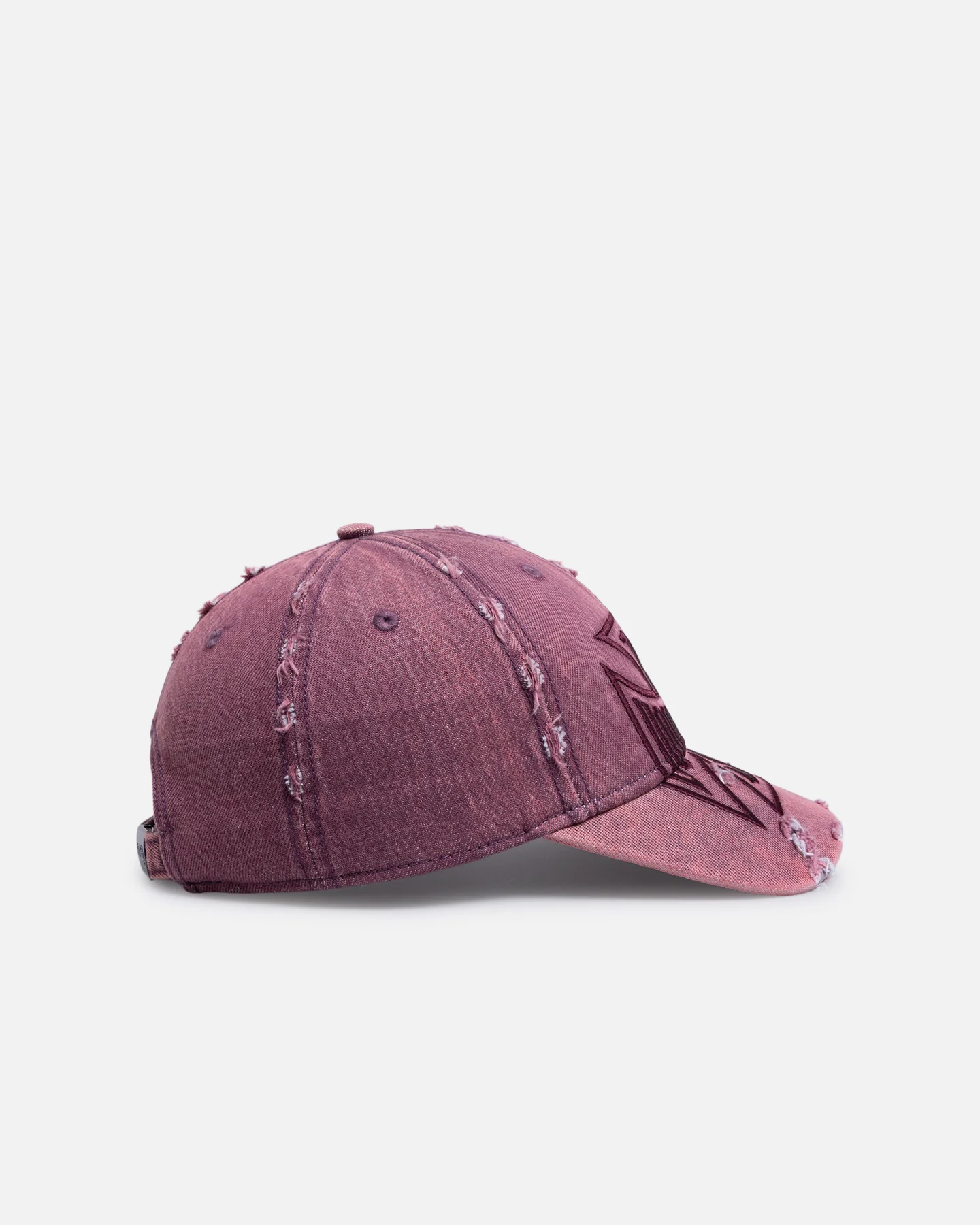 Von Dutch Cross Distressed Strapback Cap Burgundy - Image 3