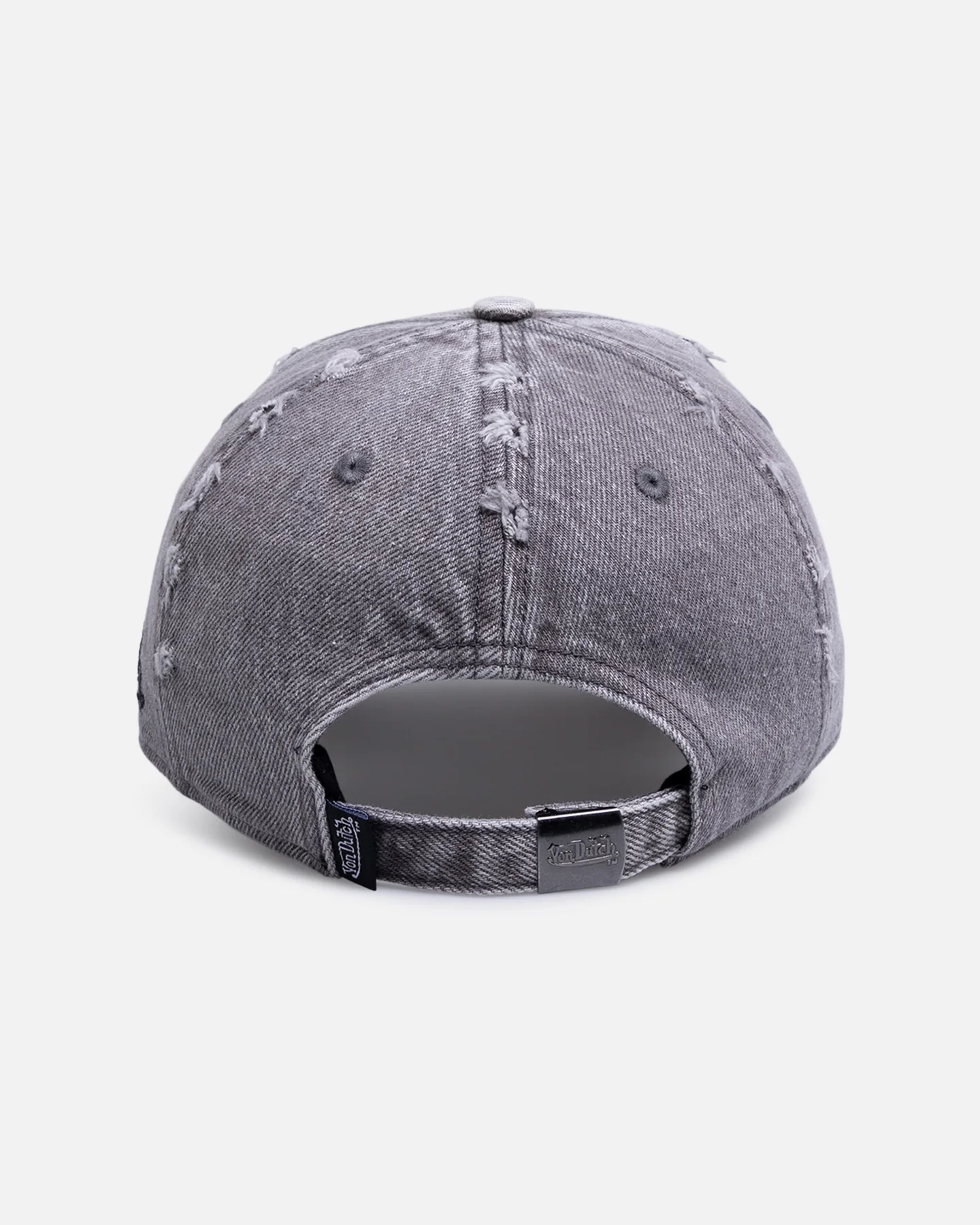 Von Dutch Cross Distressed Strapback Cap Washed Grey - Image 2