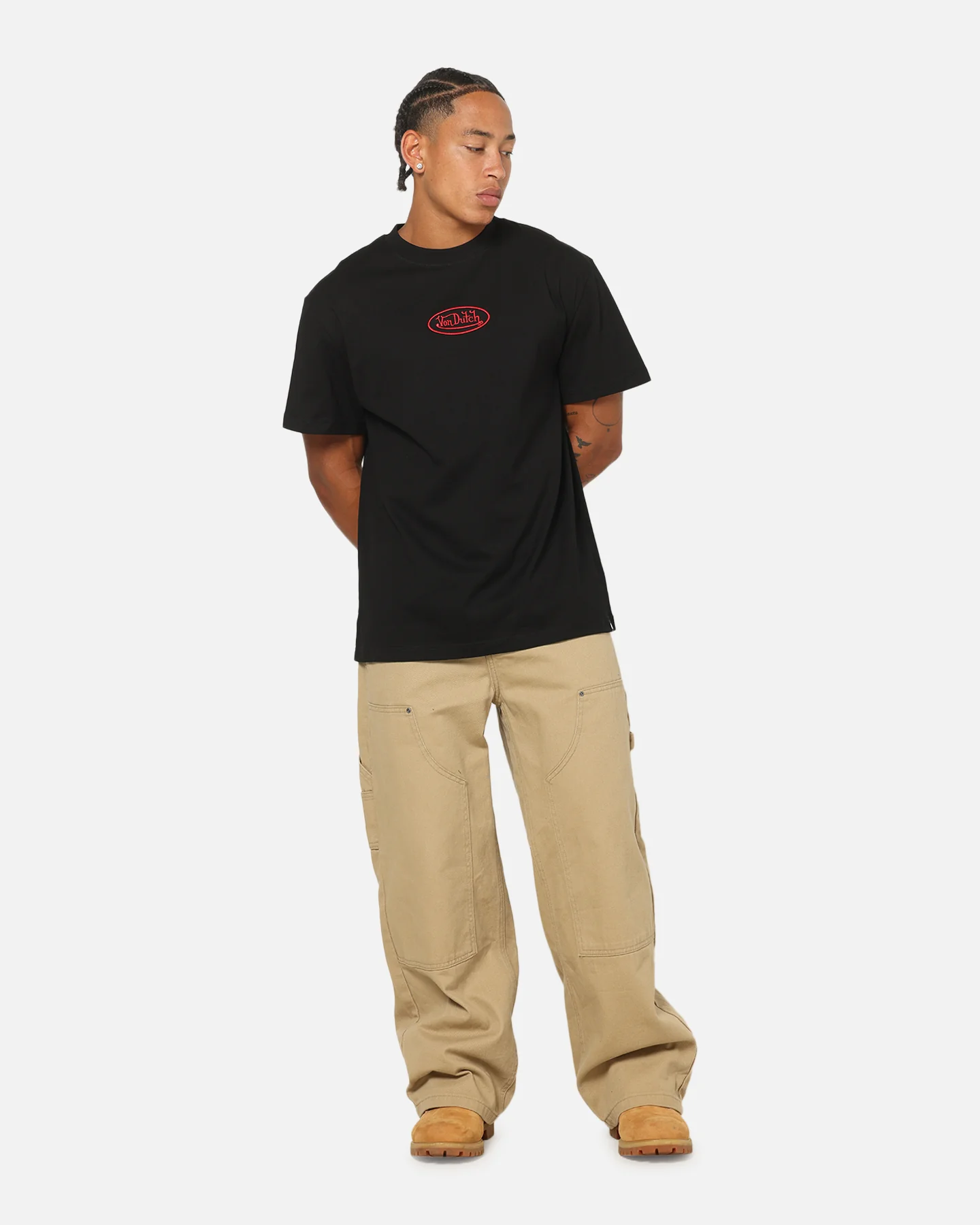 Von Dutch Distressed Embroidered Patch T-Shirt Black - Image 2