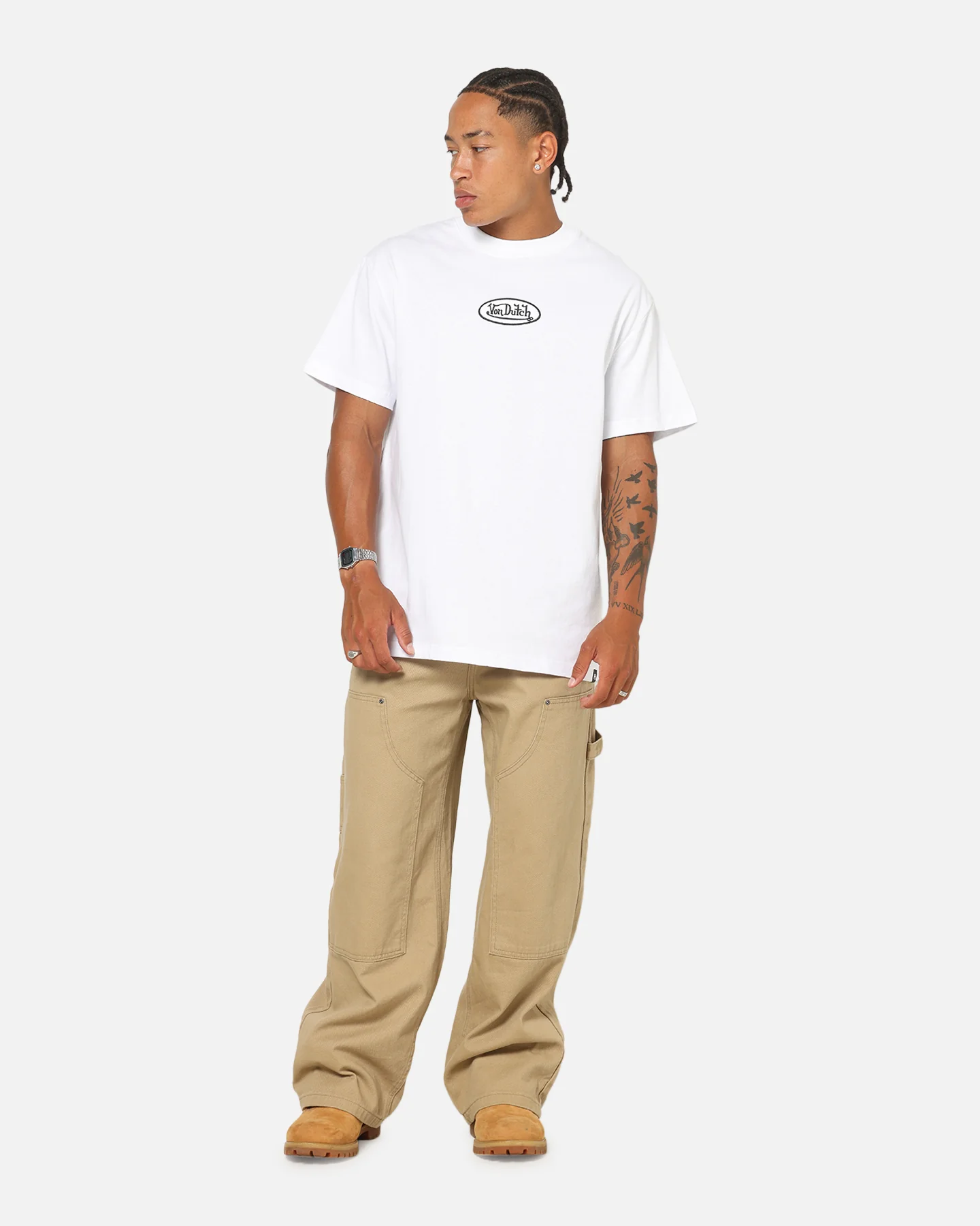 Von Dutch Distressed Embroidered Patch T-Shirt White - Image 2