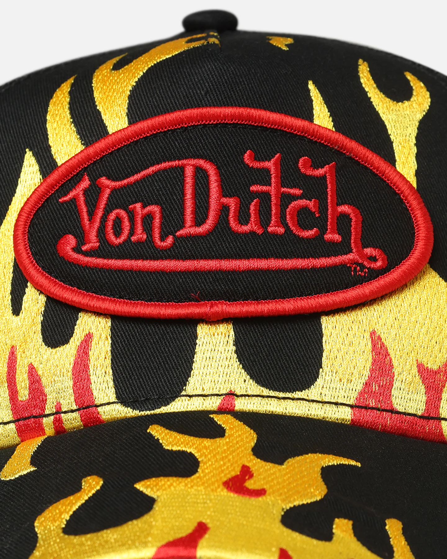 Von Dutch Fire Patch Trucker Snapback Black/Yellow - Image 5