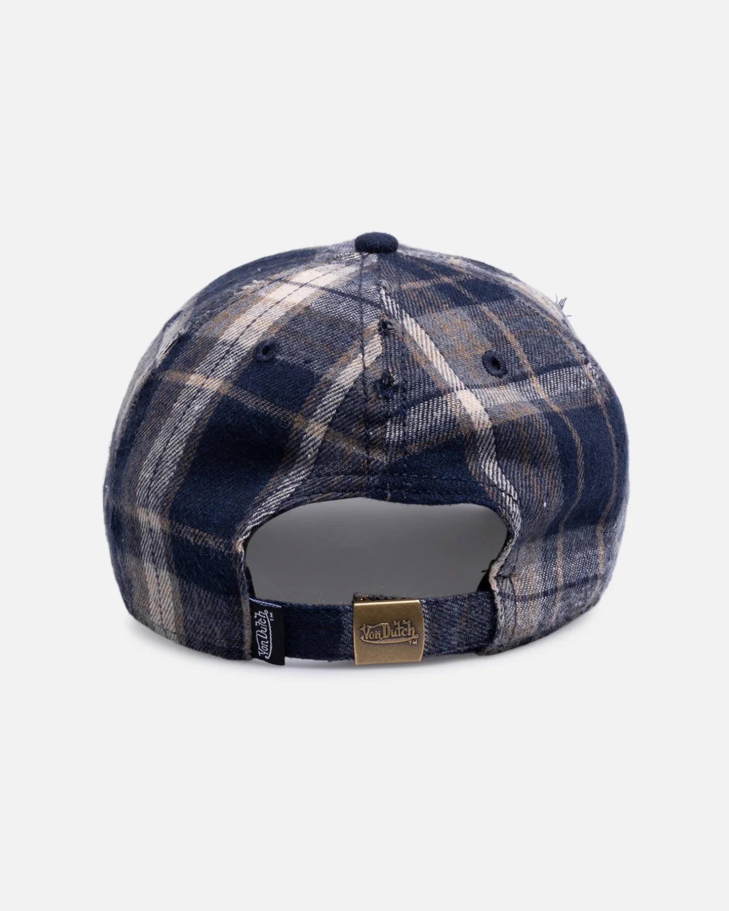 Von Dutch Gingham Dad Strapback Cap Blue - Image 2
