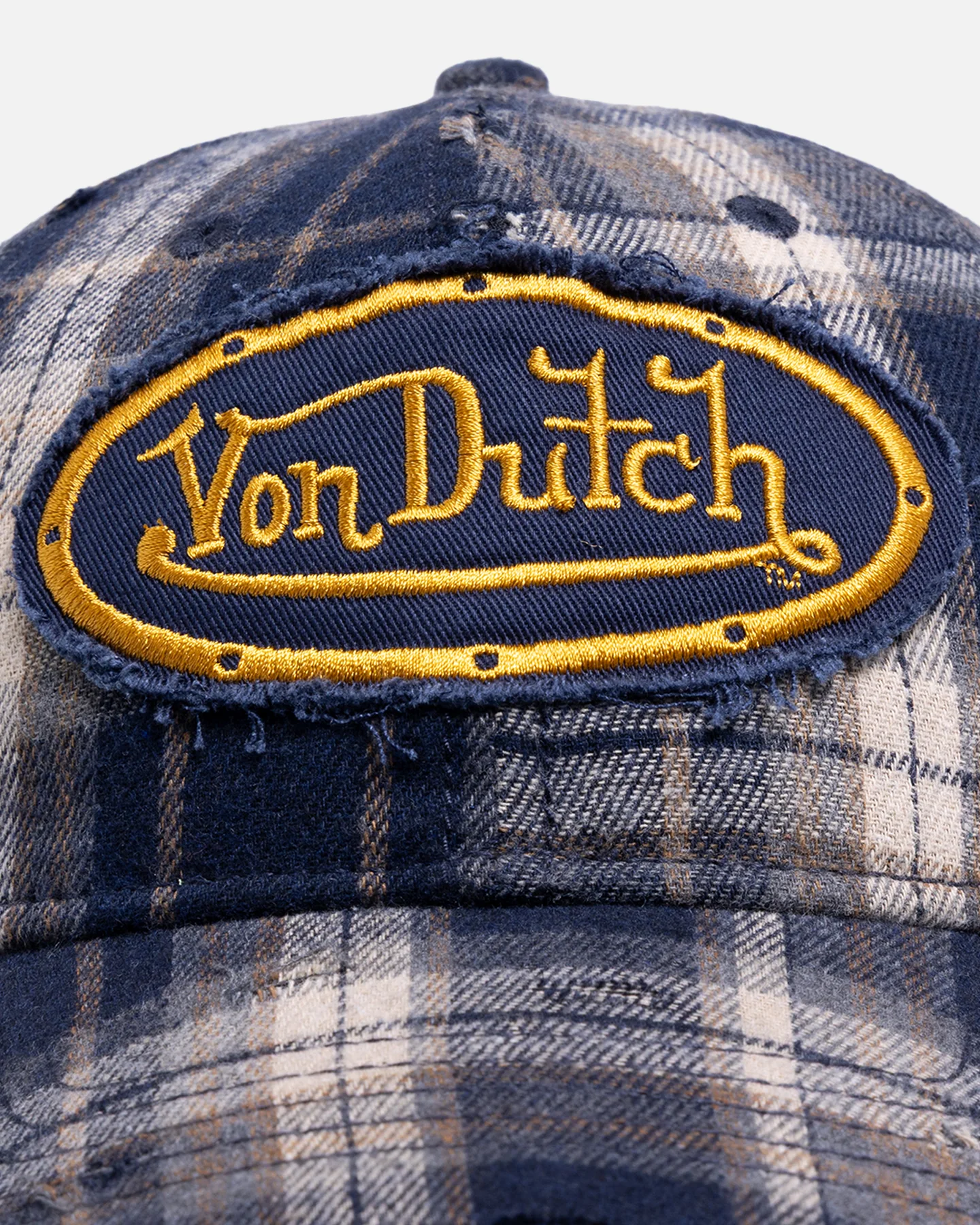 Von Dutch Gingham Dad Strapback Cap Blue - Image 5