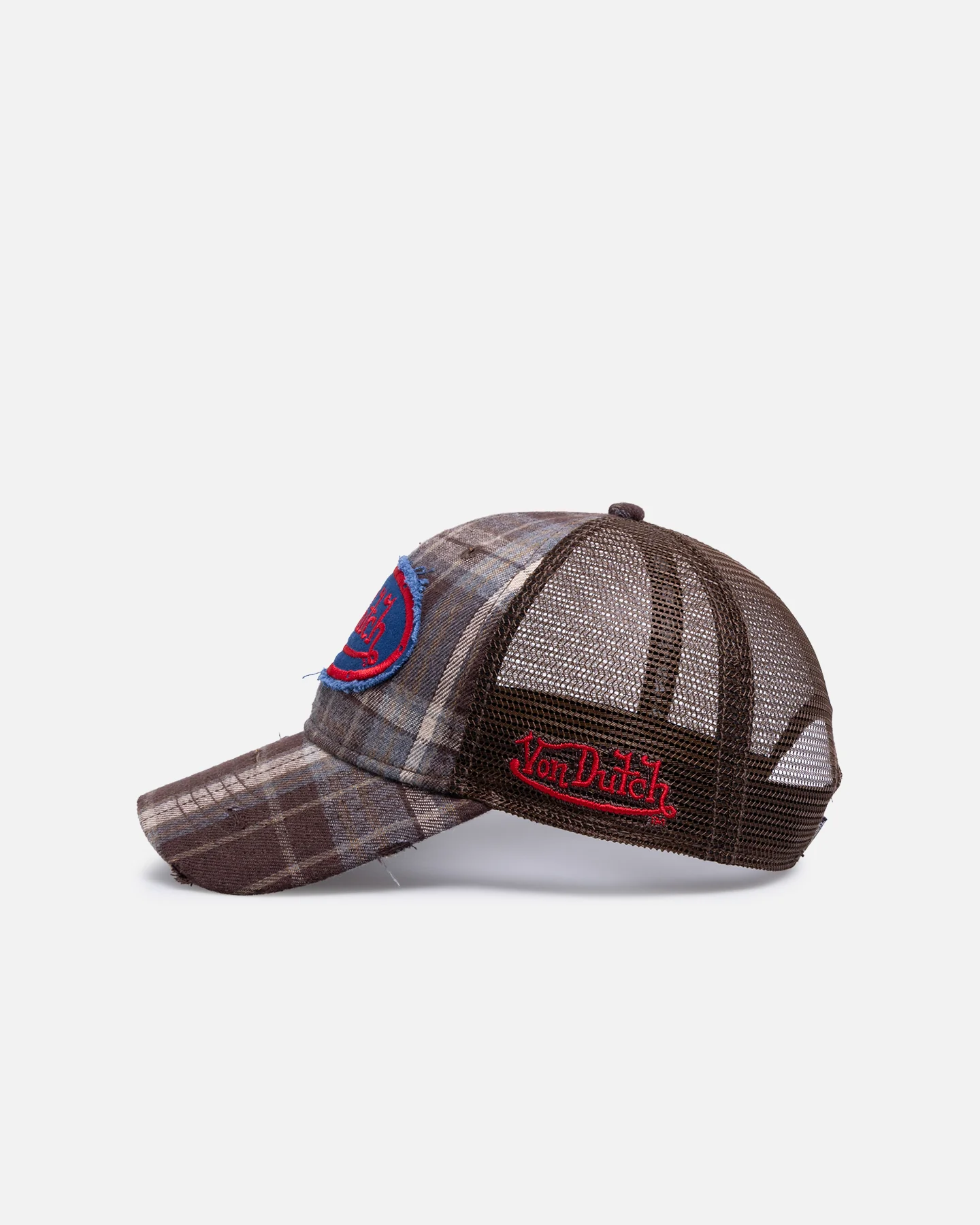 Von Dutch Gingham Trucker Snapback Brown - Image 4