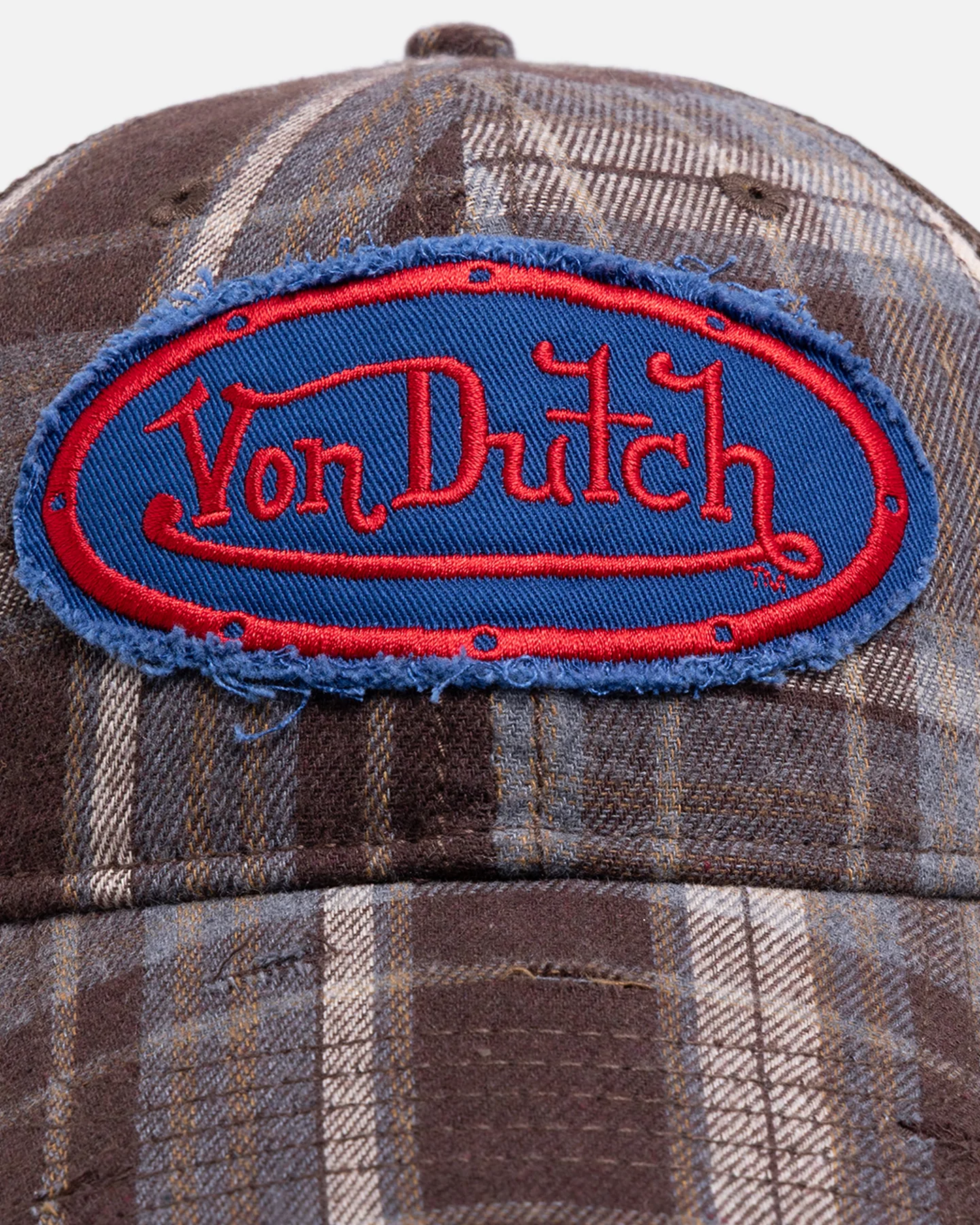 Von Dutch Gingham Trucker Snapback Brown - Image 5