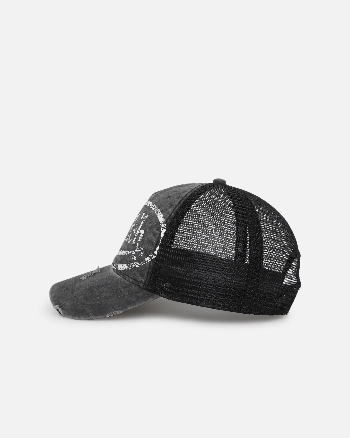 Von Dutch Unisex Trucker Snapback Hat Washed Grey - Image 4