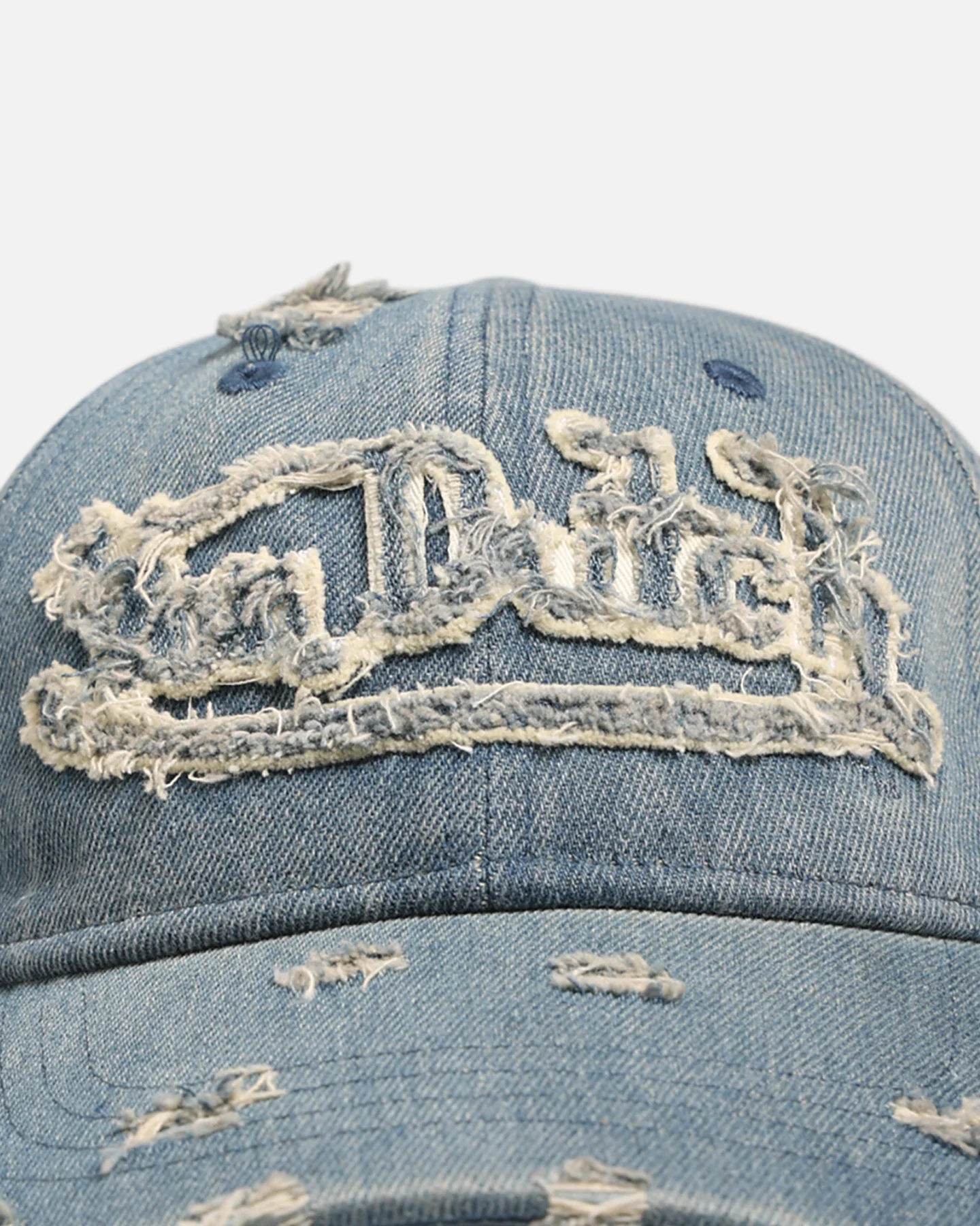 Von Dutch Washed Denim Strapback Hat Light Blue Acidwash - Image 5
