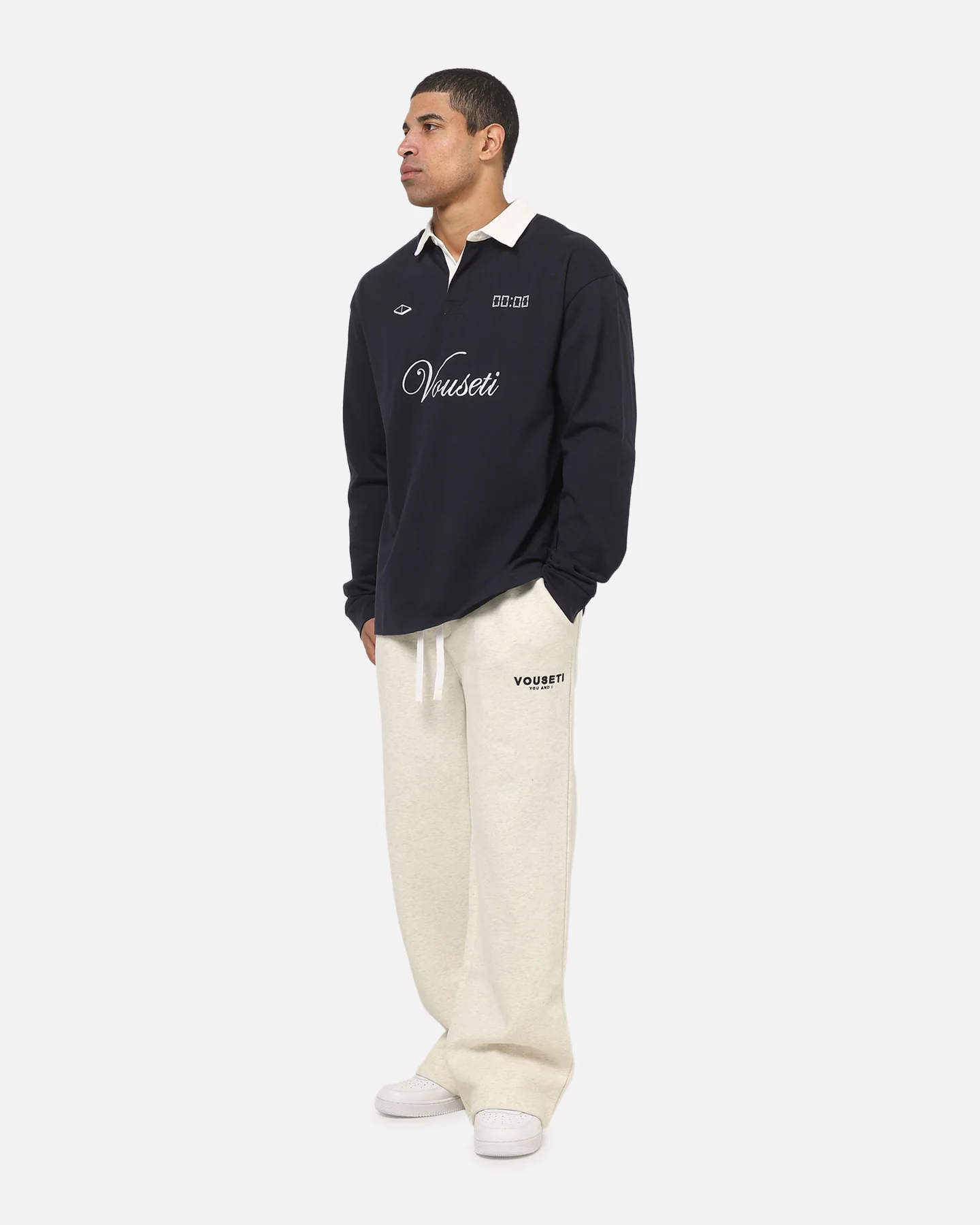 Vouseti Post Game Long Sleeve Polo Shirt Navy - Image 2
