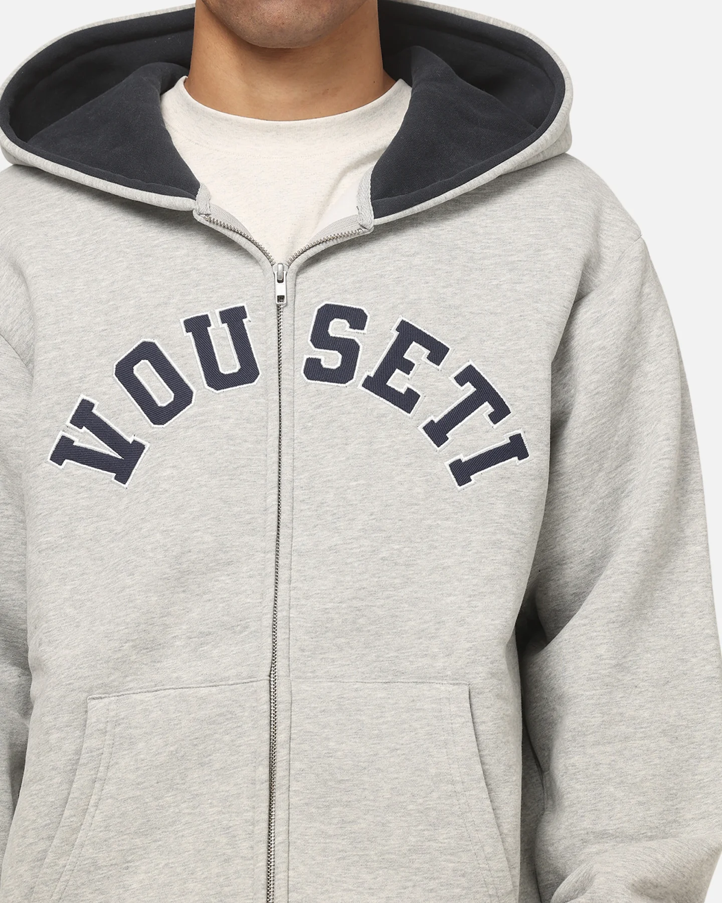 Vouseti Varsity Zip Hoodie Grey Marle - Image 6