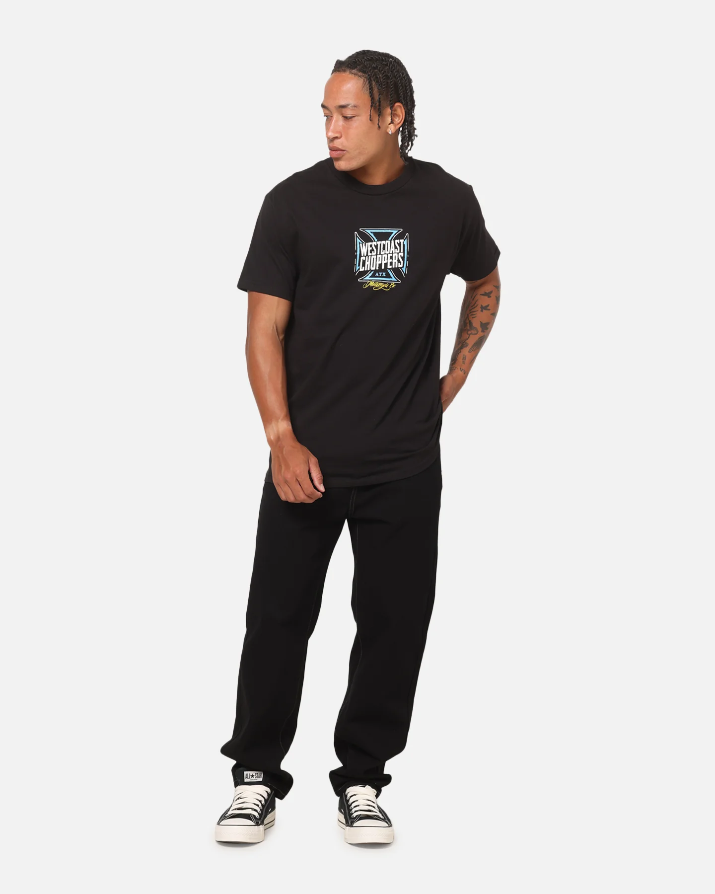 West Coast Choppers Skew Logo Flames T-Shirt Black - Image 4
