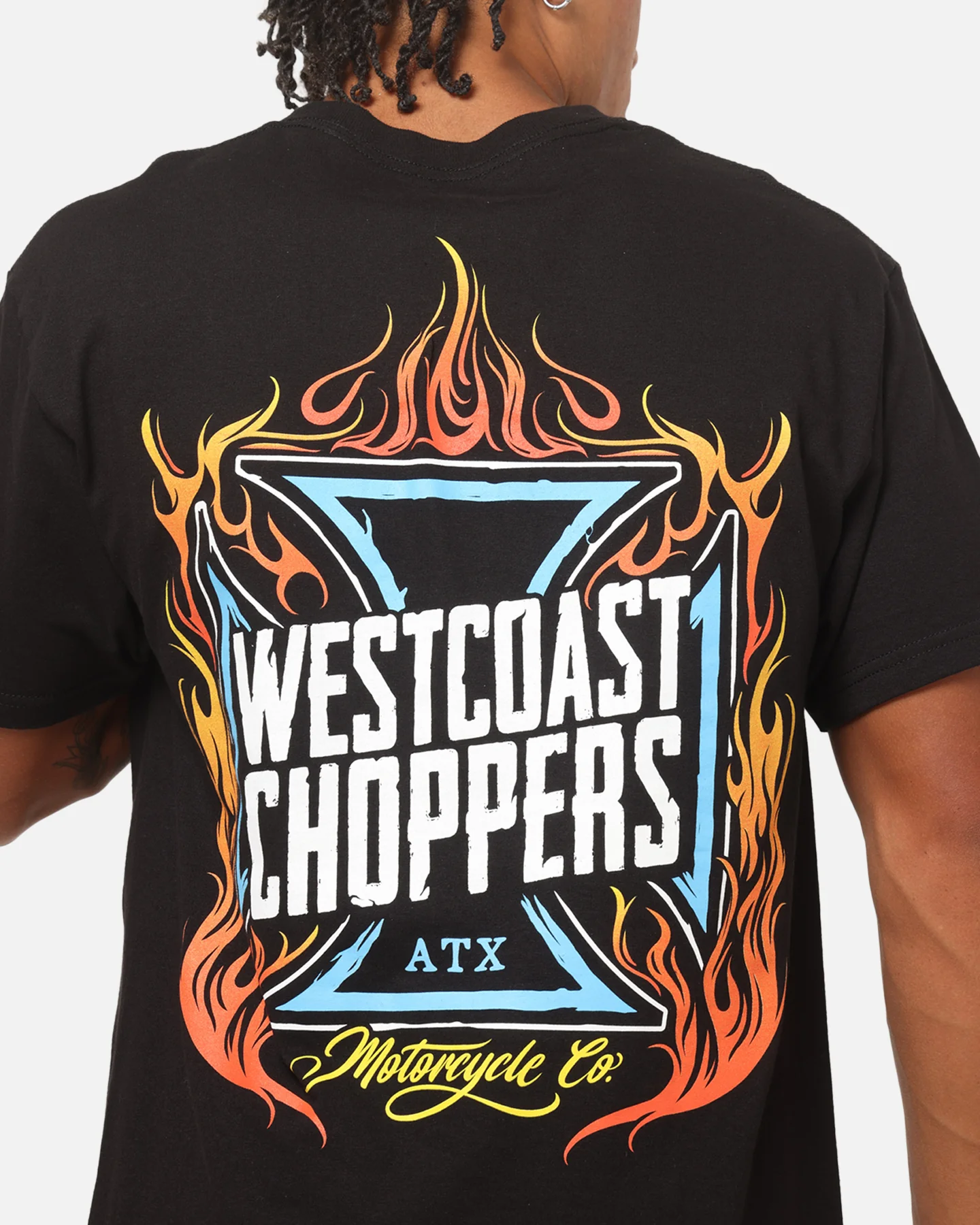 West Coast Choppers Skew Logo Flames T-Shirt Black - Image 7