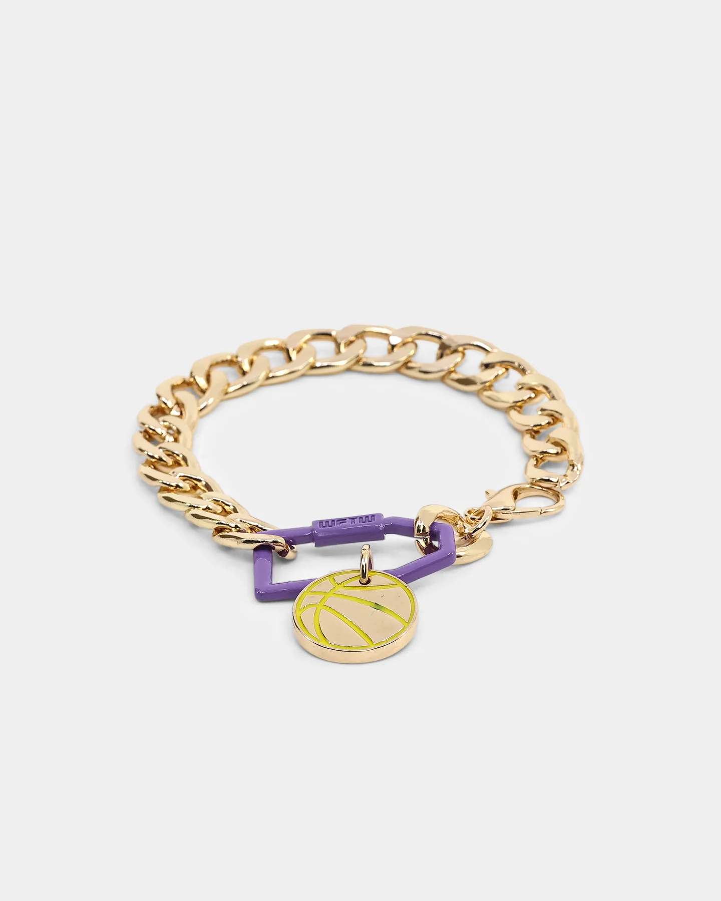 Wild for the Weekend Slam Dunk Basketball Bracelet Purple/Yellow/Gold - Image 2