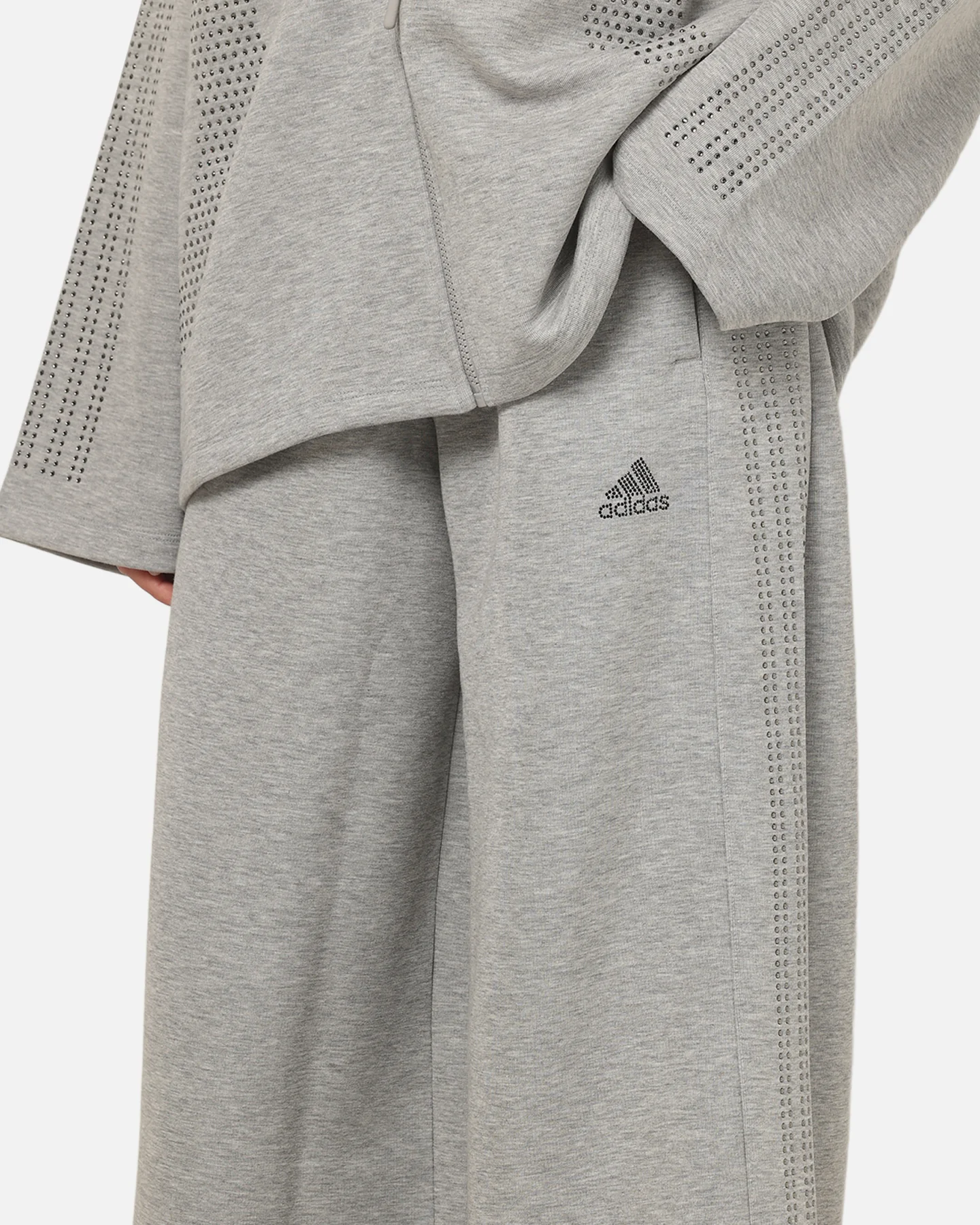 Adidas Women's Teamgeist Rhinestone Track Pants Grey Marle - Image 3