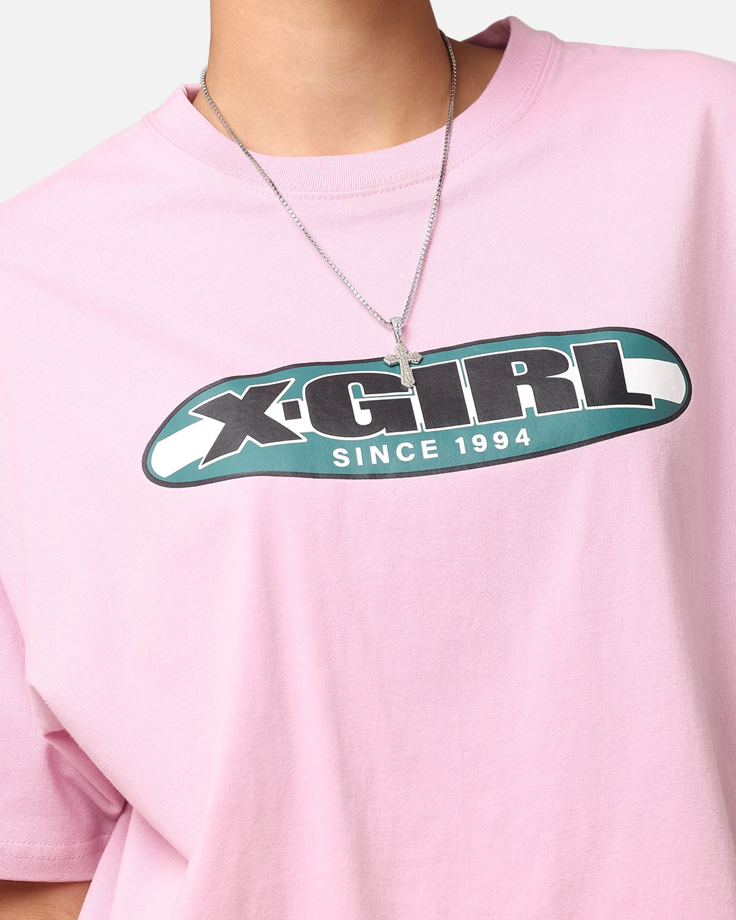 X-Girl Women's Contrast Oval Oversized T-Shirt Baby Pink - Image 6
