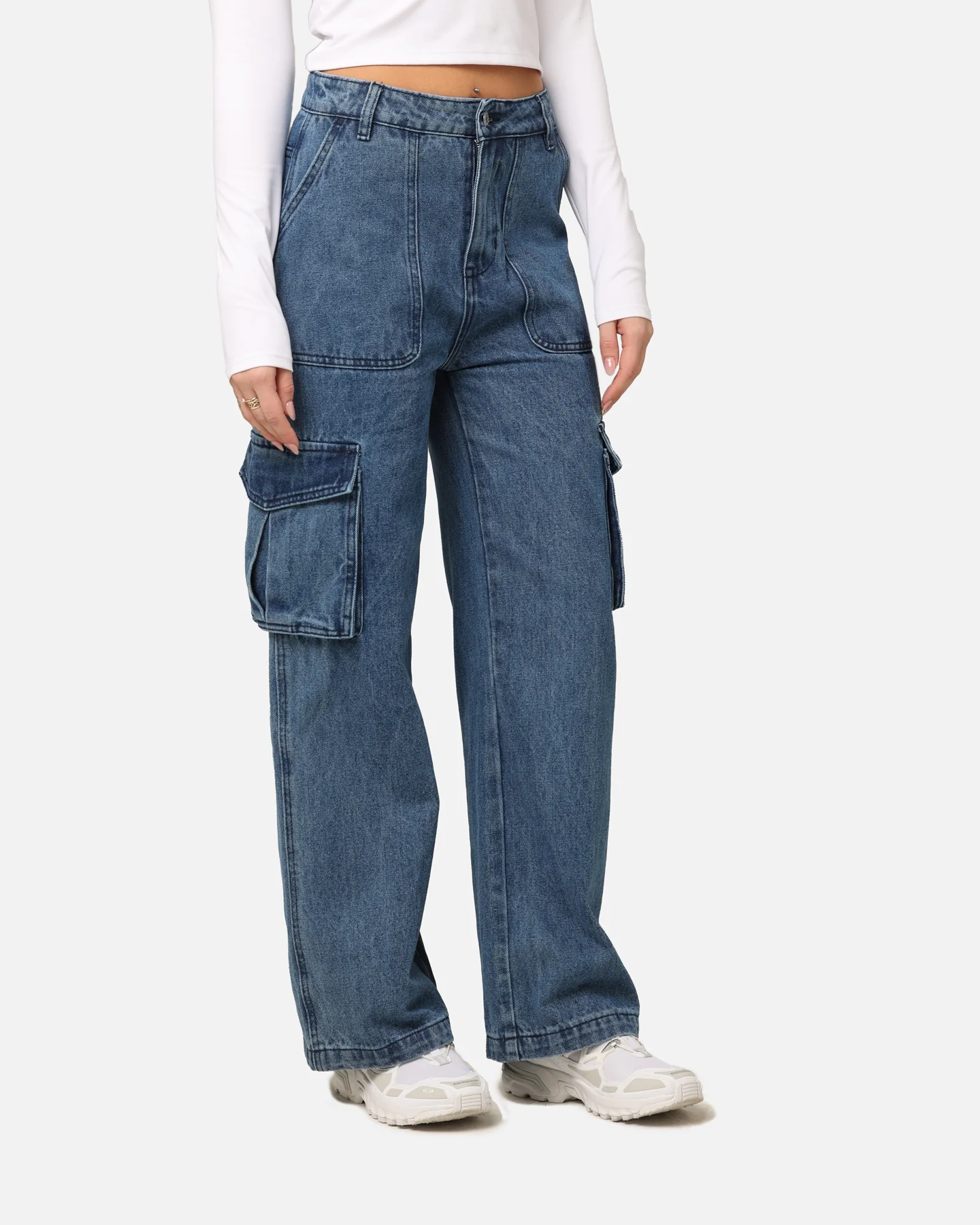 X-Girl Women's Mills Drill Cargo Jeans Indigo - Image 5