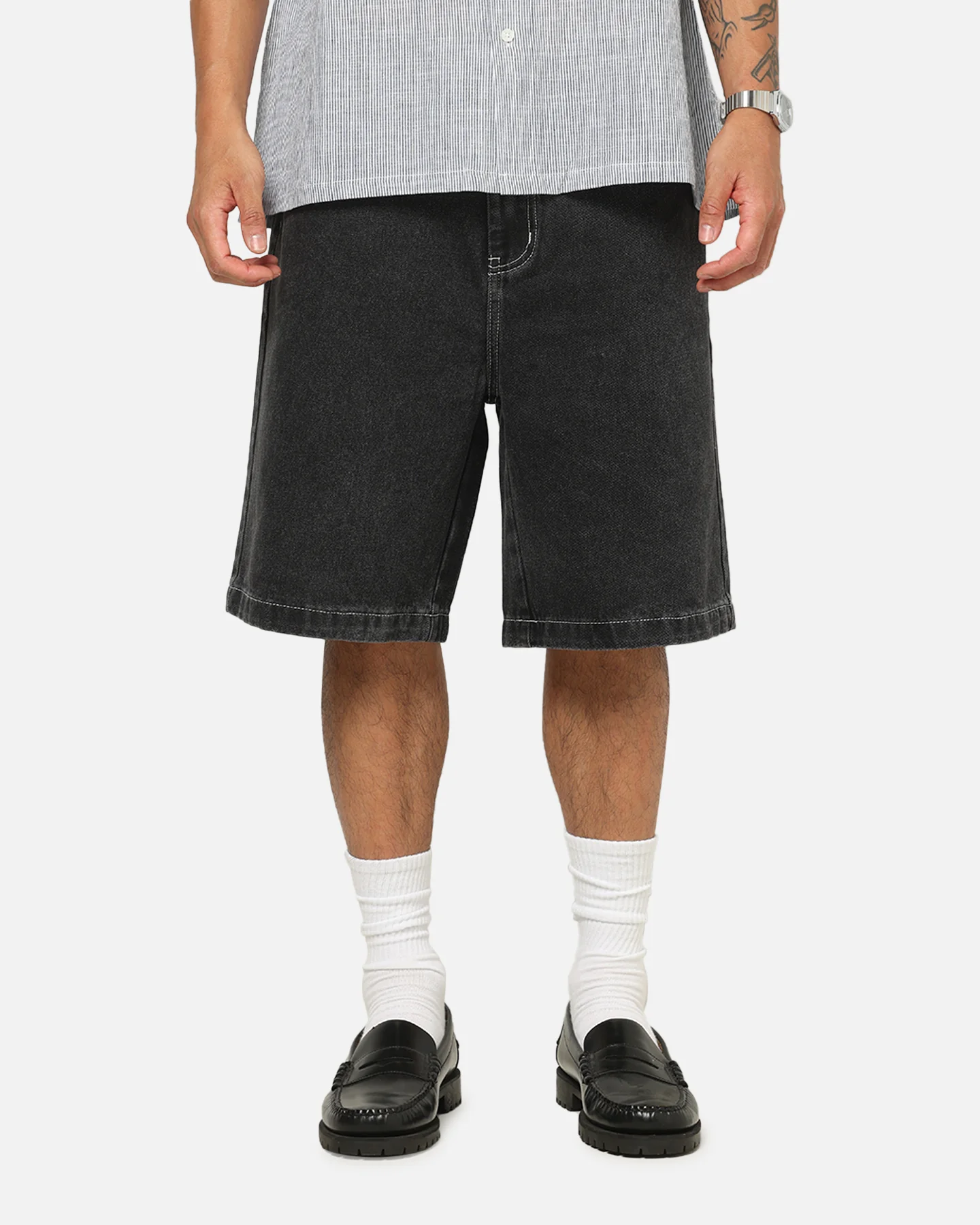 X-Large 91 Star Bull Denim Shorts Washed Black - Image 6