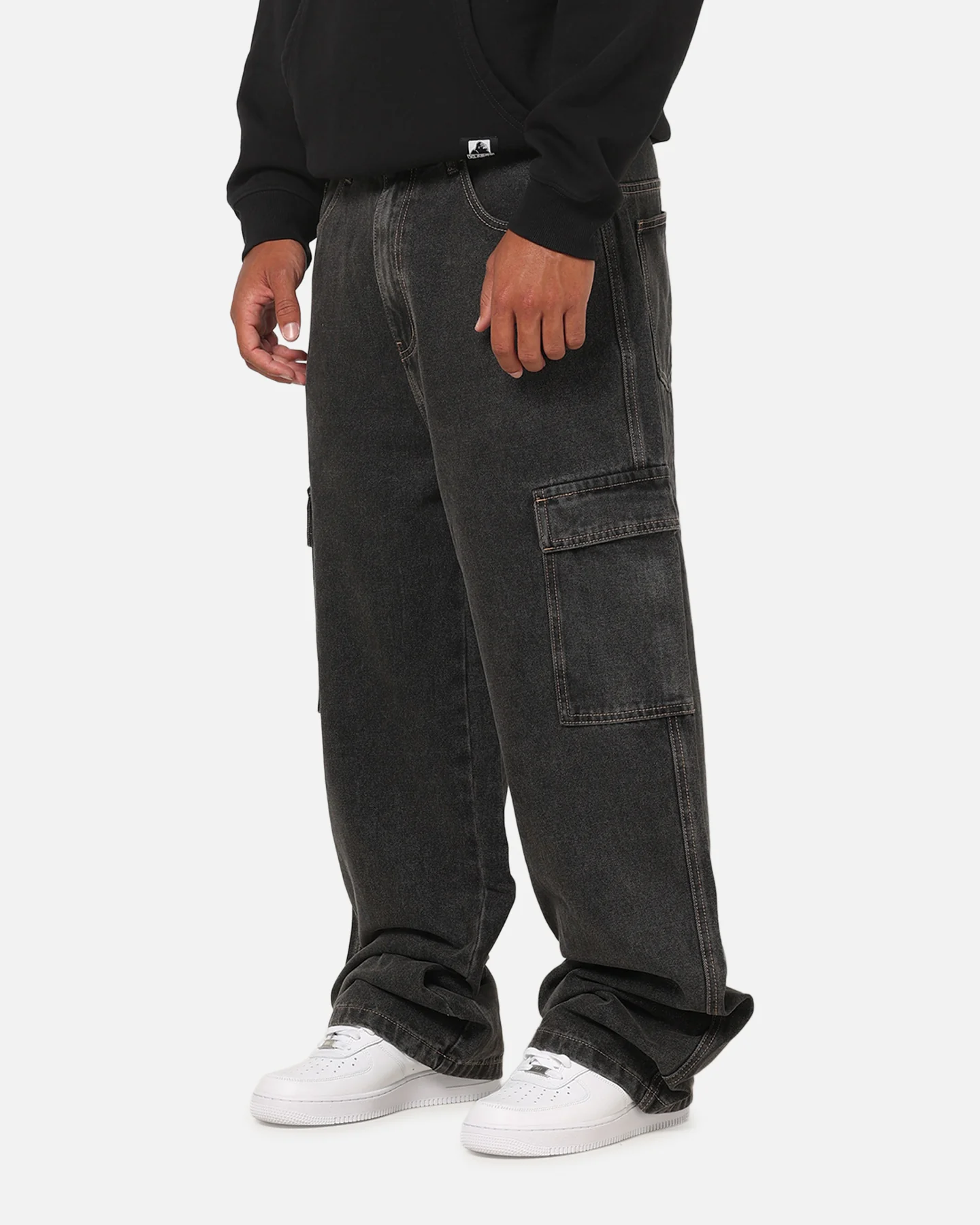 X-Large Baggy Cargo Bull Denim 91 Pants Black - Image 6