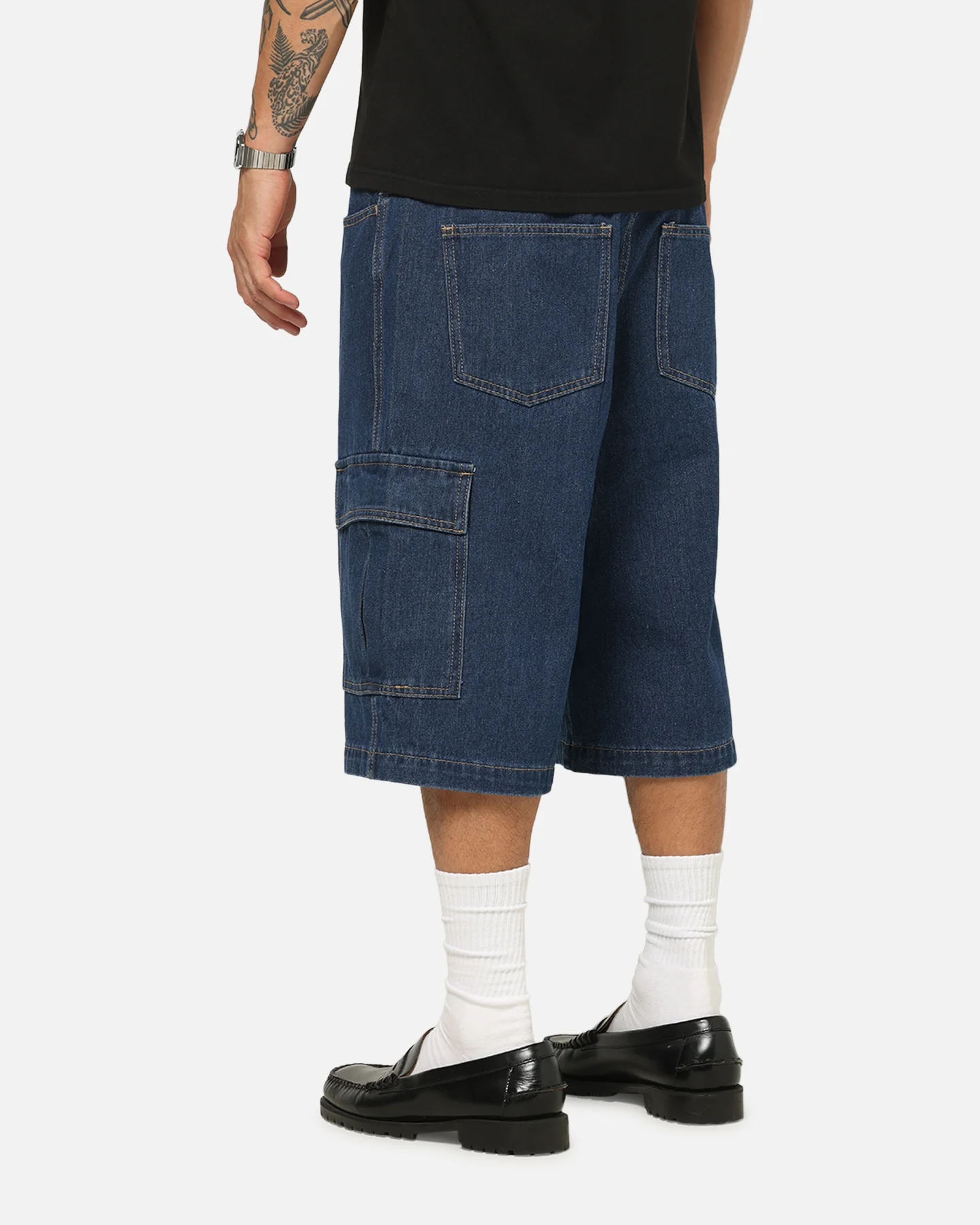 X-Large Baggy Cargo Denim 91 Shorts Dark Indigo - Image 6