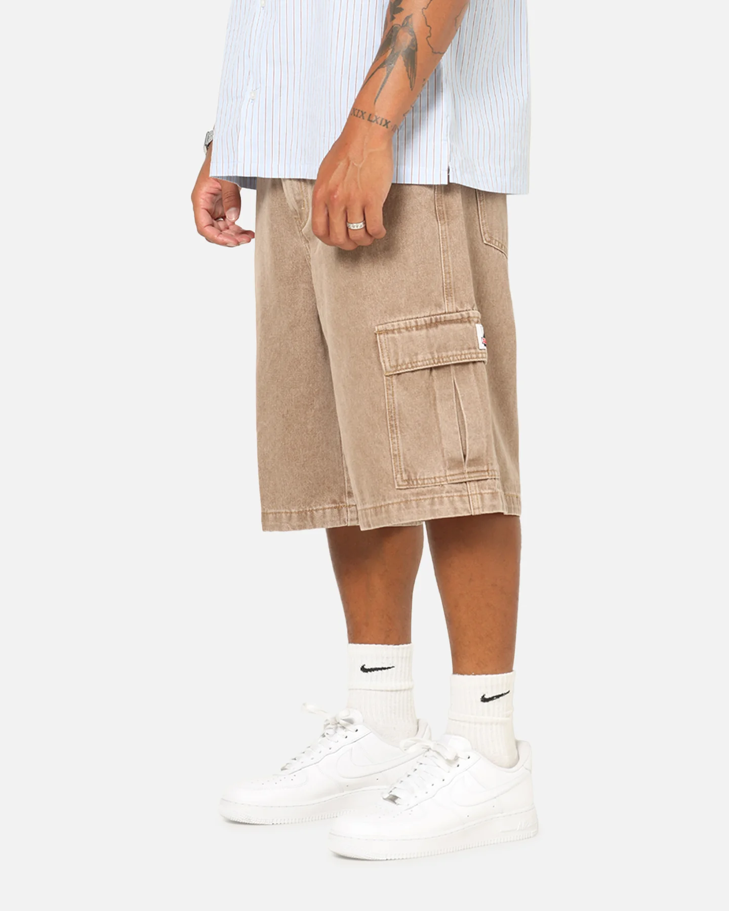 X-Large Baggy Cargo Denim 91 Shorts Smoke - Image 5