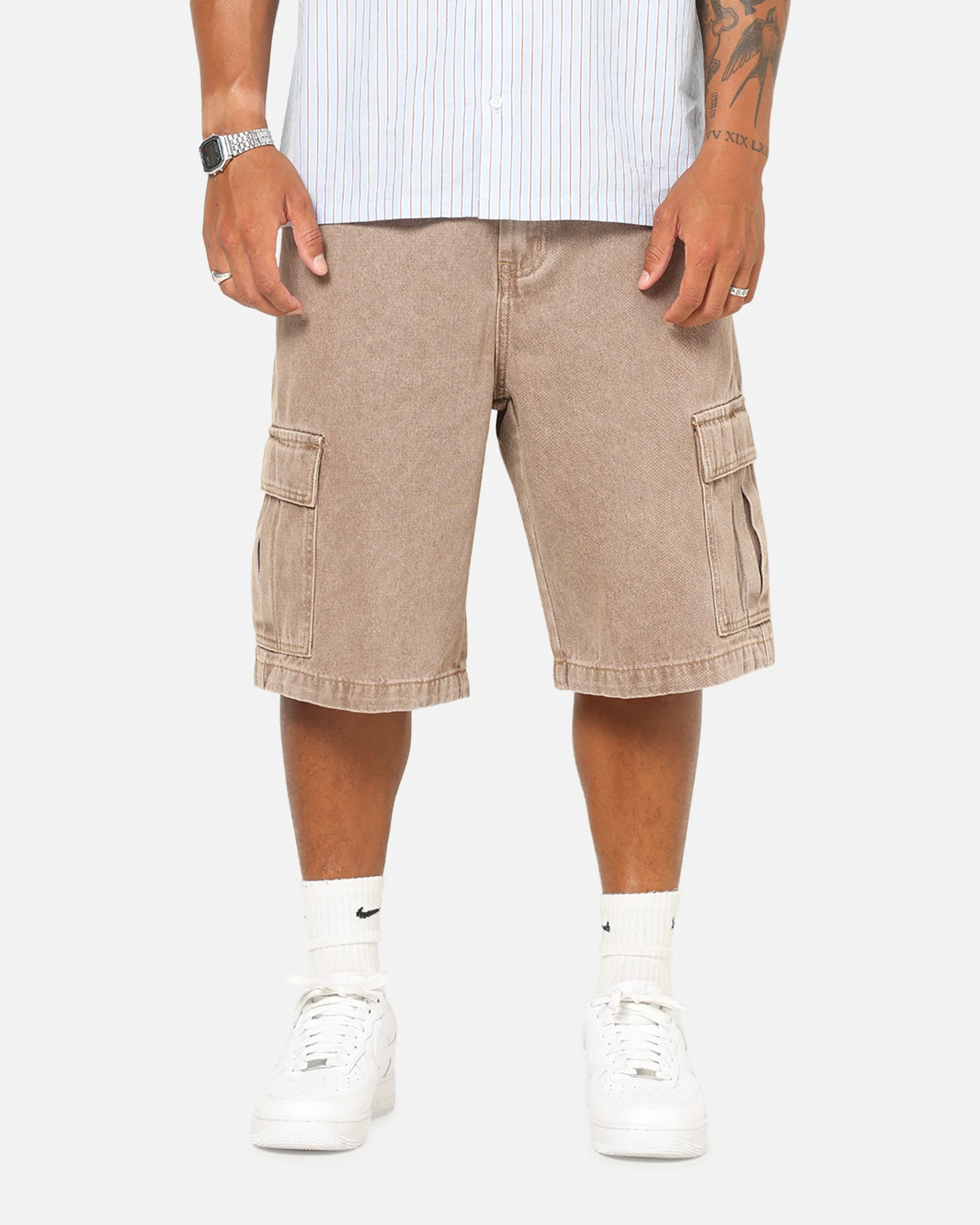 X-Large Baggy Cargo Denim 91 Shorts Smoke - Image 6
