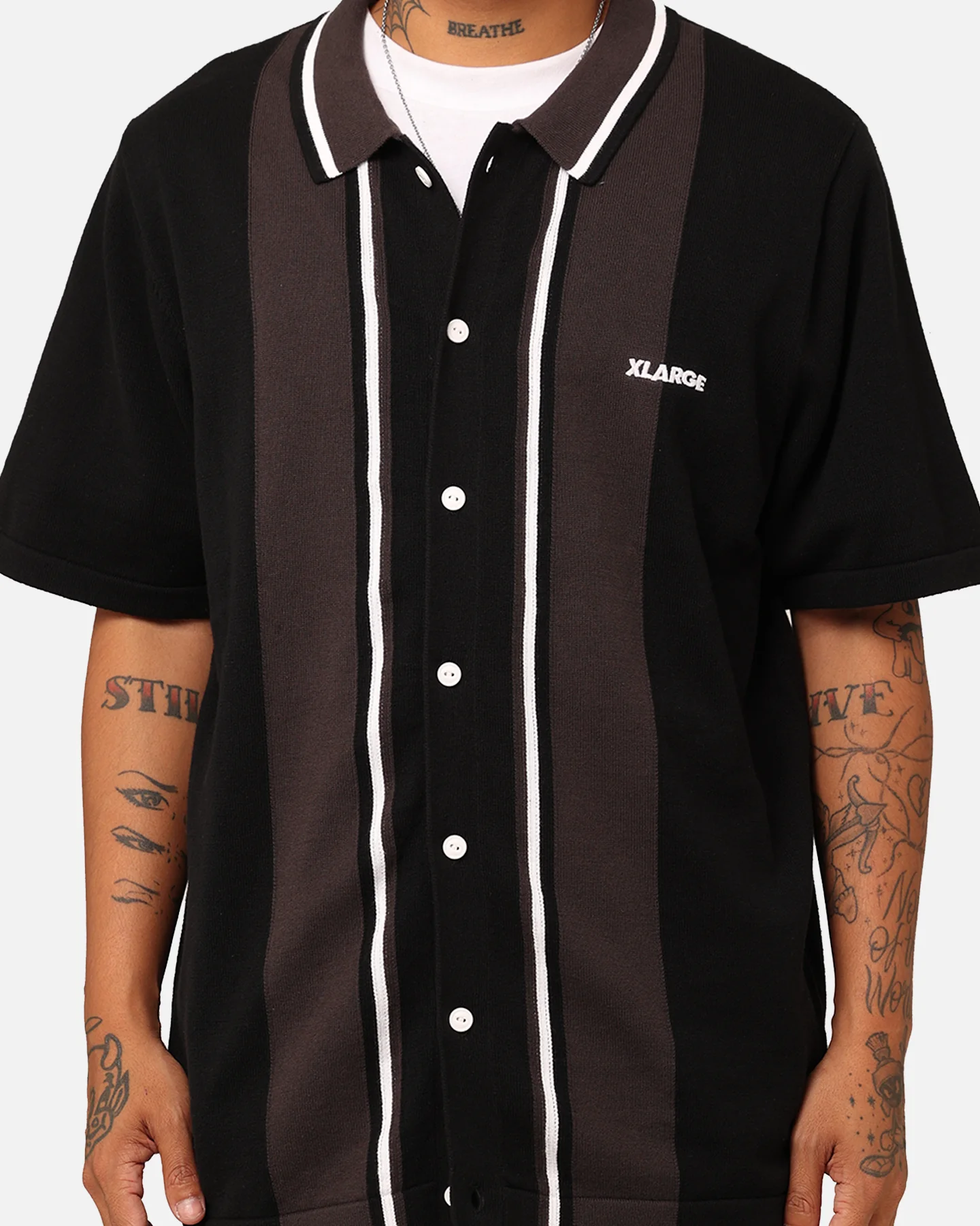 X-Large Bowling Knit Short Sleeve Shirt Black - Image 3
