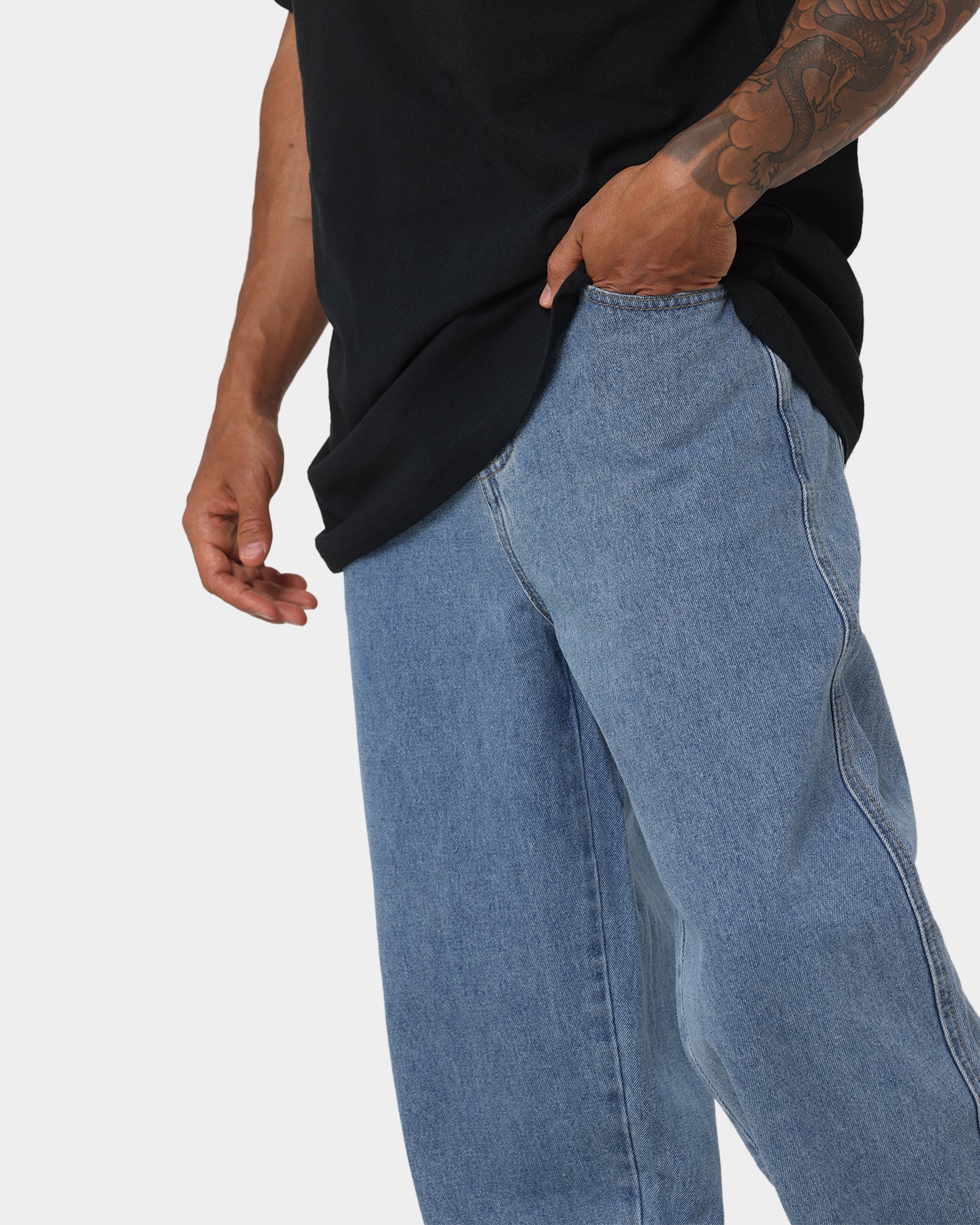 X-Large Bull Denim 91 Pants Mid Blue - Image 4