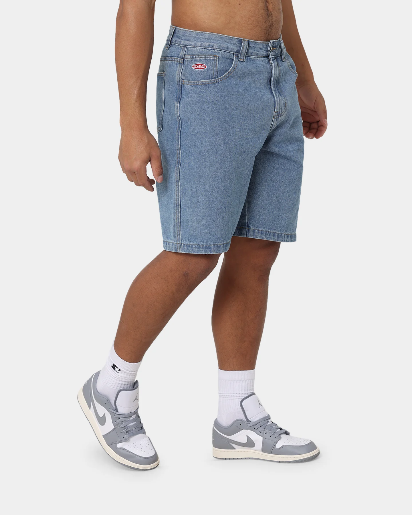 X-Large Bull Denim 91 Shorts Mid Blue - Image 5