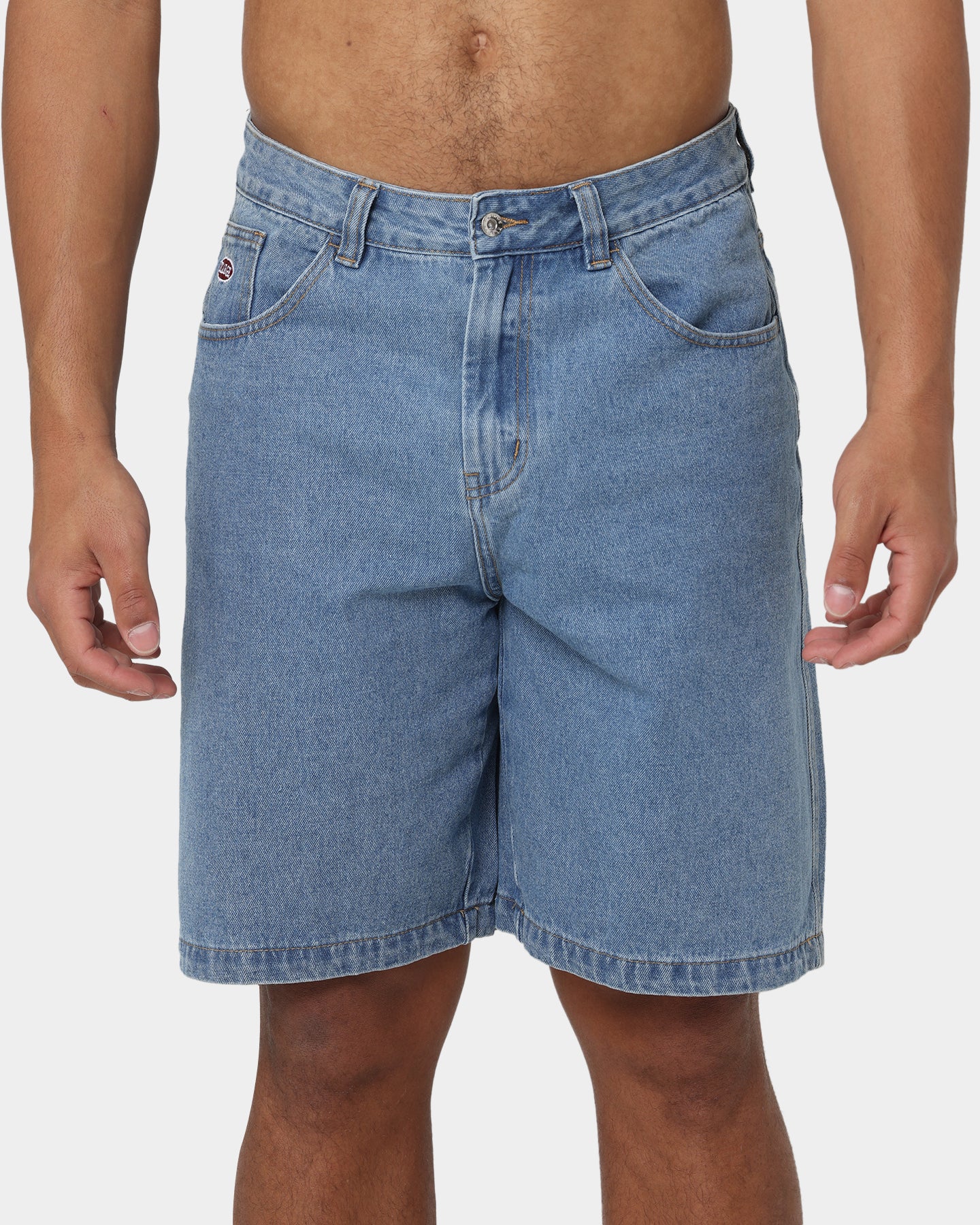 X-Large Bull Denim 91 Shorts Mid Blue - Image 7