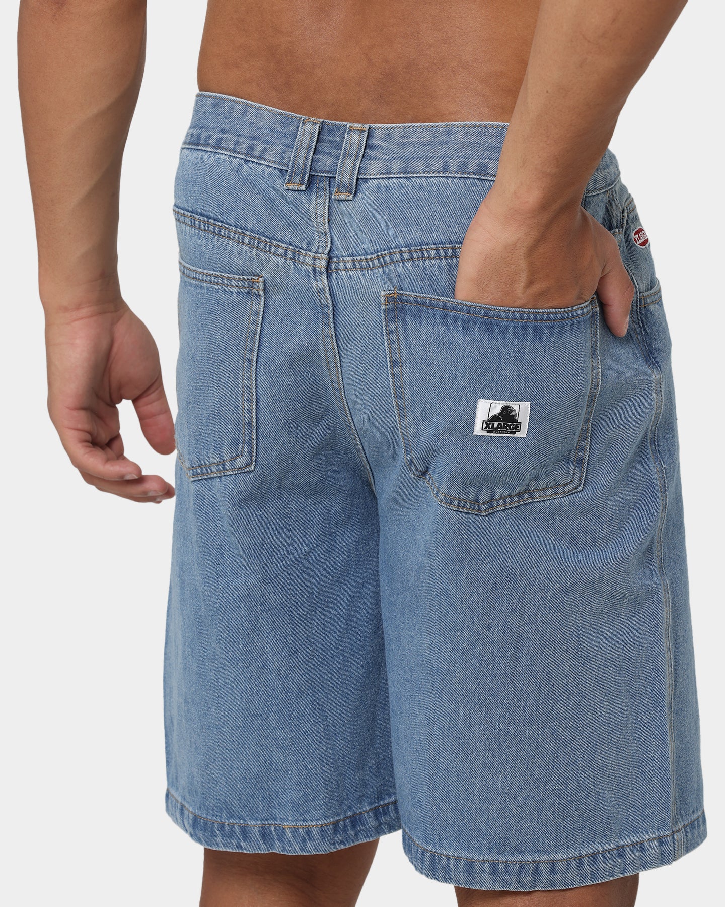 X-Large Bull Denim 91 Shorts Mid Blue - Image 8