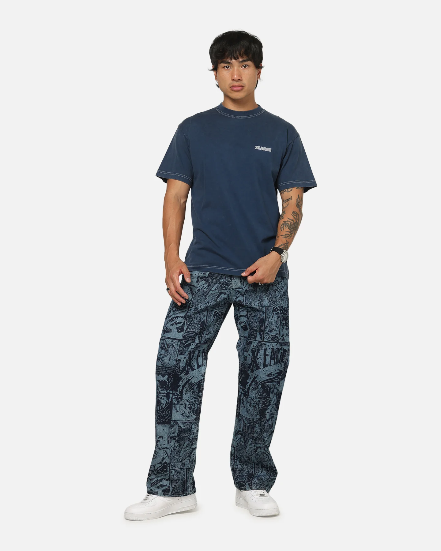 X-Large Comic II T-Shirt Navy - Image 4