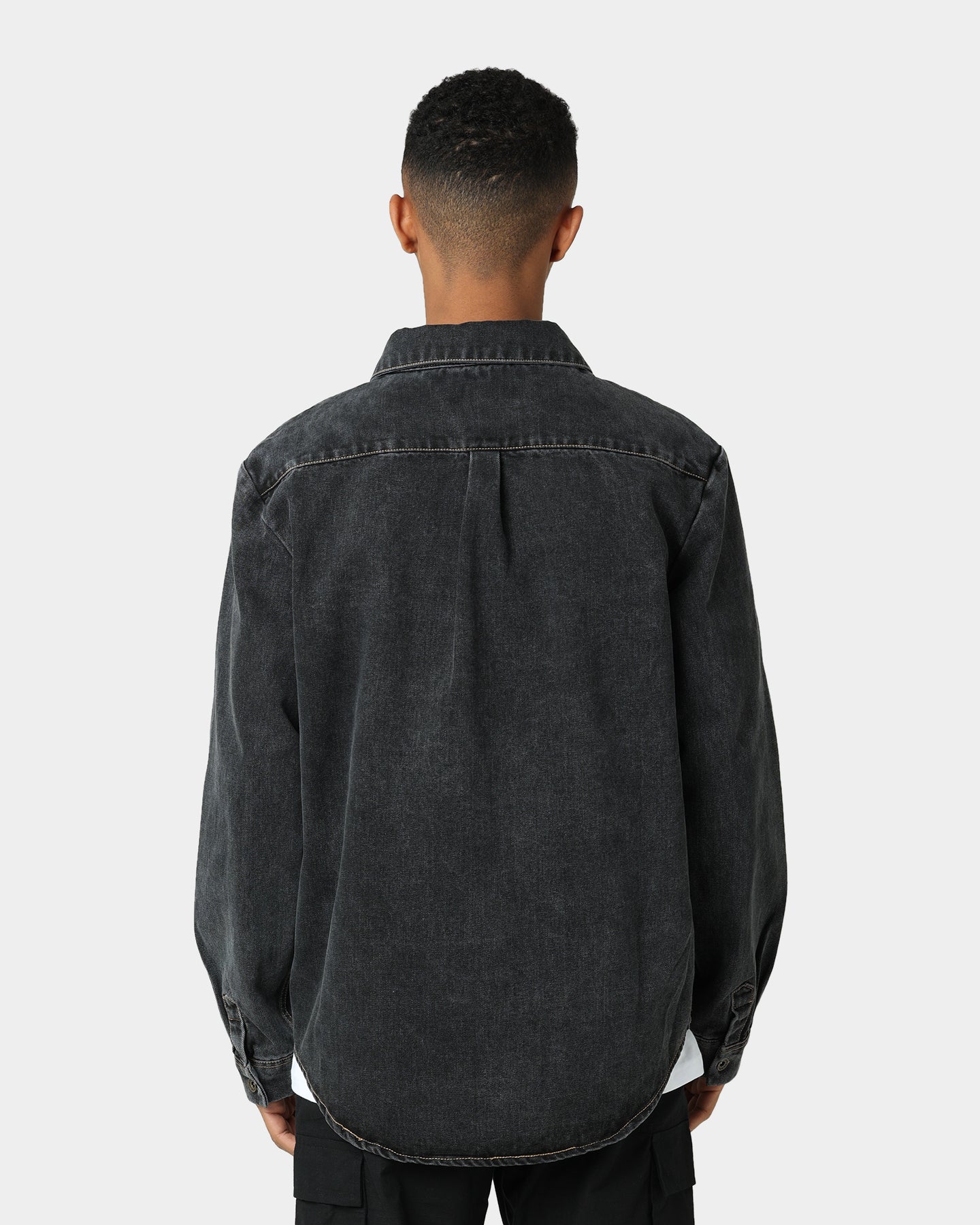 X-Large Denim Long Sleeve Work Shirt Washed Black - Image 4
