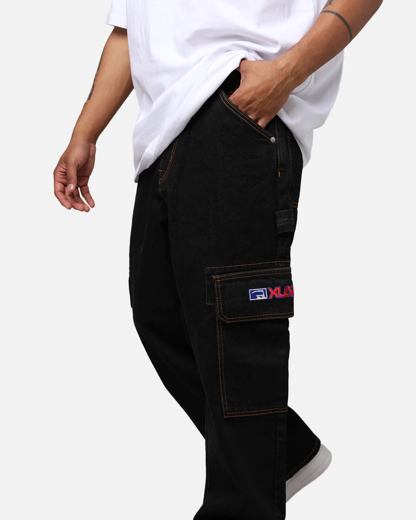 X-Large Inc Denim Cargo Pants Black - Image 5