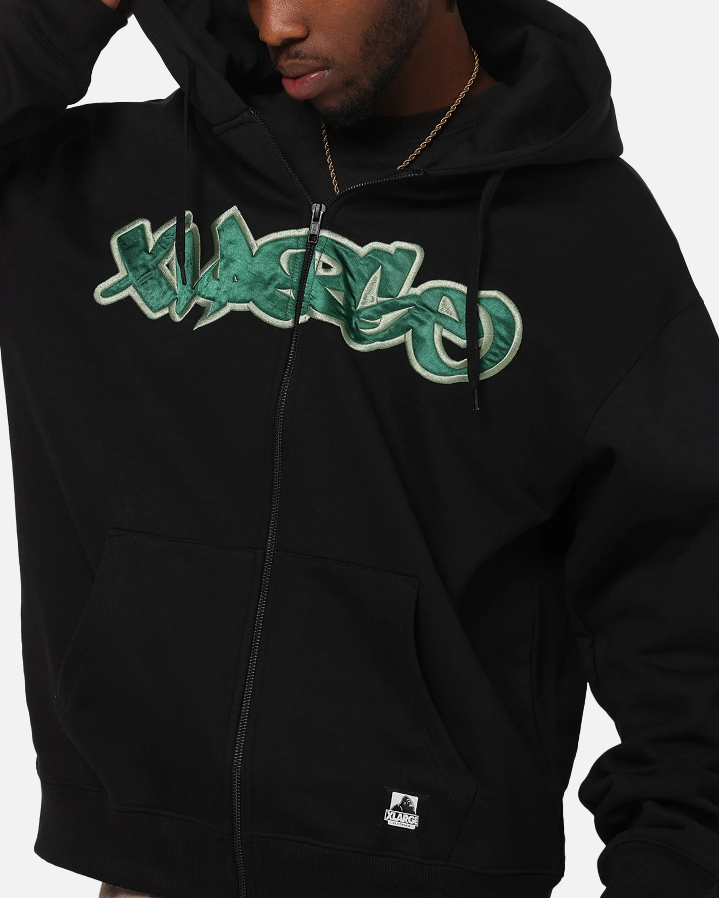 X-Large Mark Zip Through Hoodie Black - Image 6
