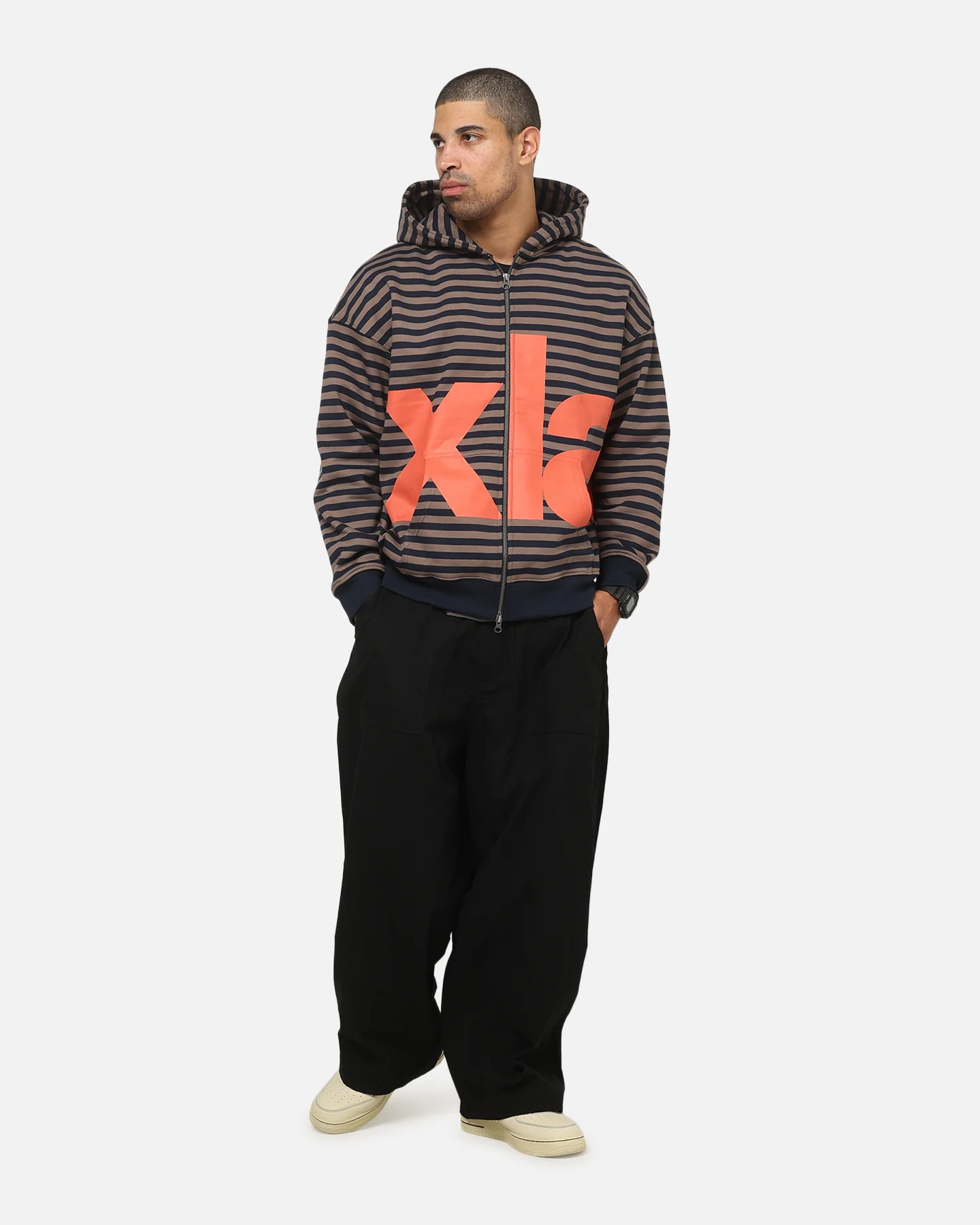 X-Large Mocha Captain Zip Hoodie Black - Image 3