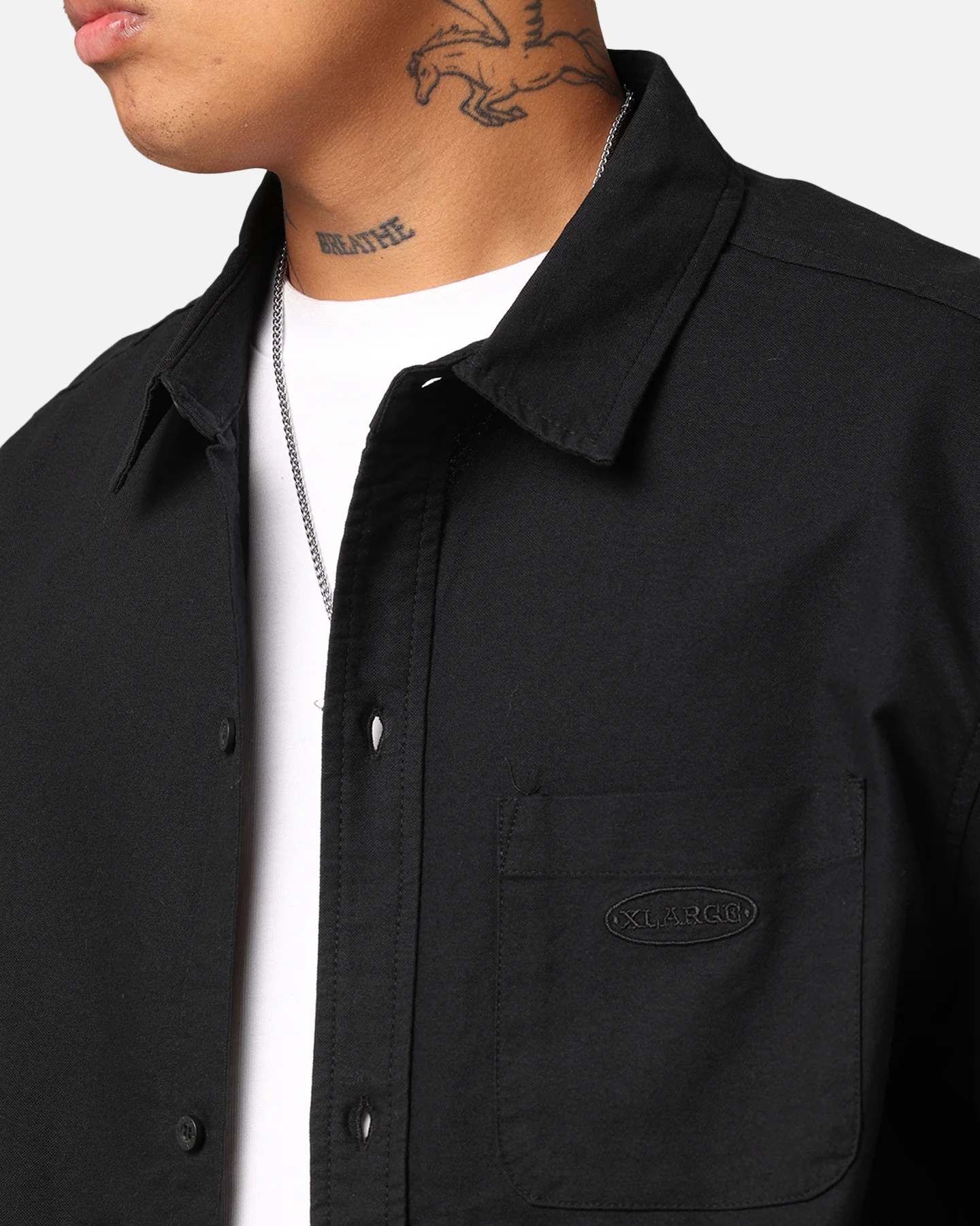 X-Large Oxford Long Sleeve Shirt Black - Image 6