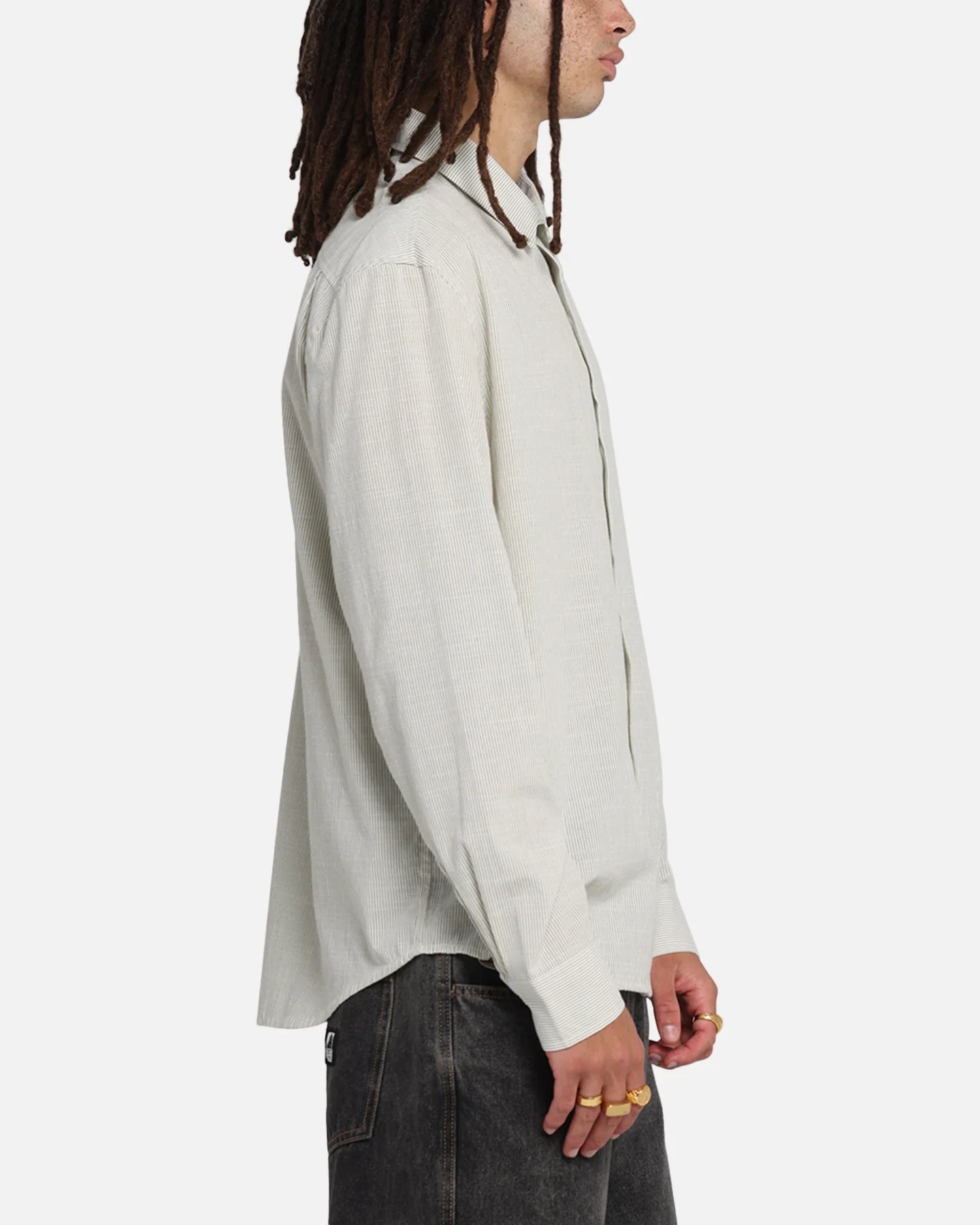 X-Large Oxford Script Button Up Shirt Olive - Image 4