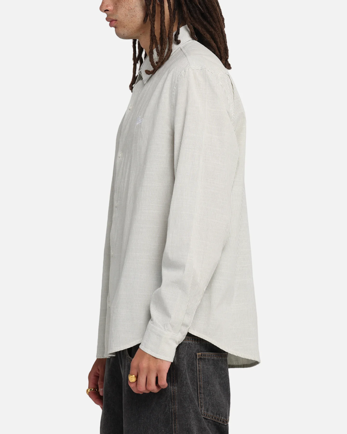 X-Large Oxford Script Button Up Shirt Olive - Image 5